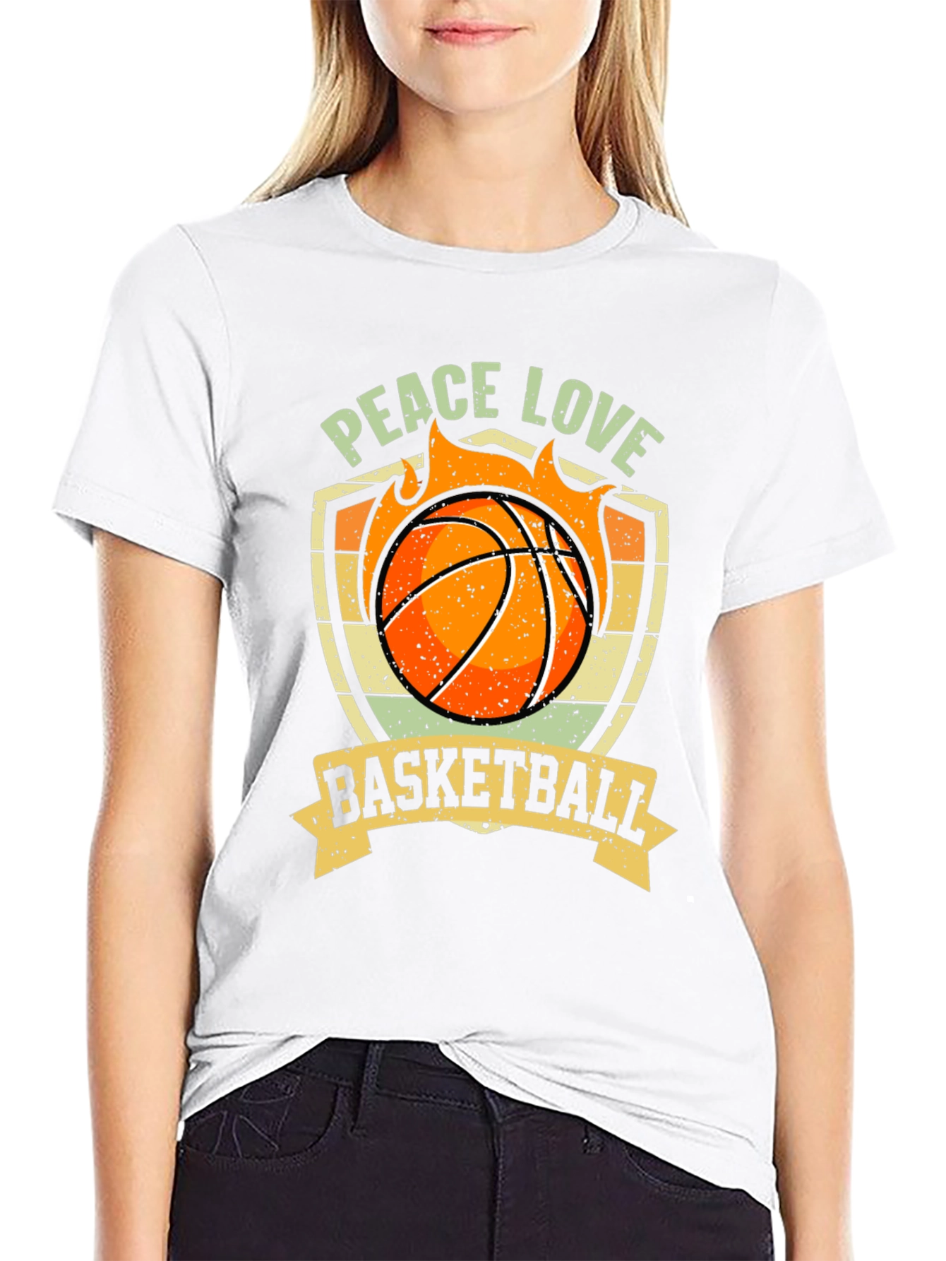 Peace Love Basketball Graphic T-Shirt