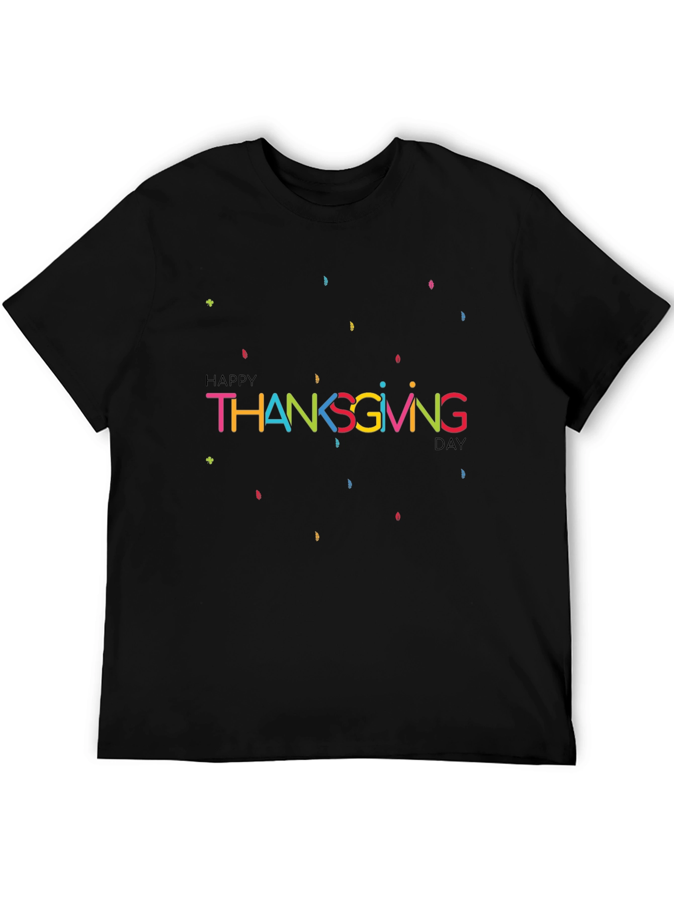 Happy Thanksgiving Day Graphic Tee - Black