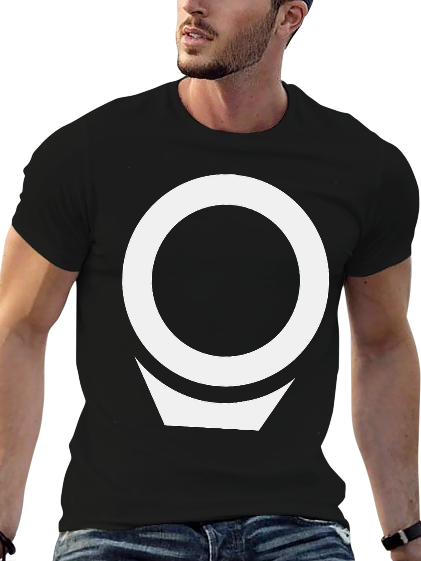 Geometric White Logo Black T-Shirt