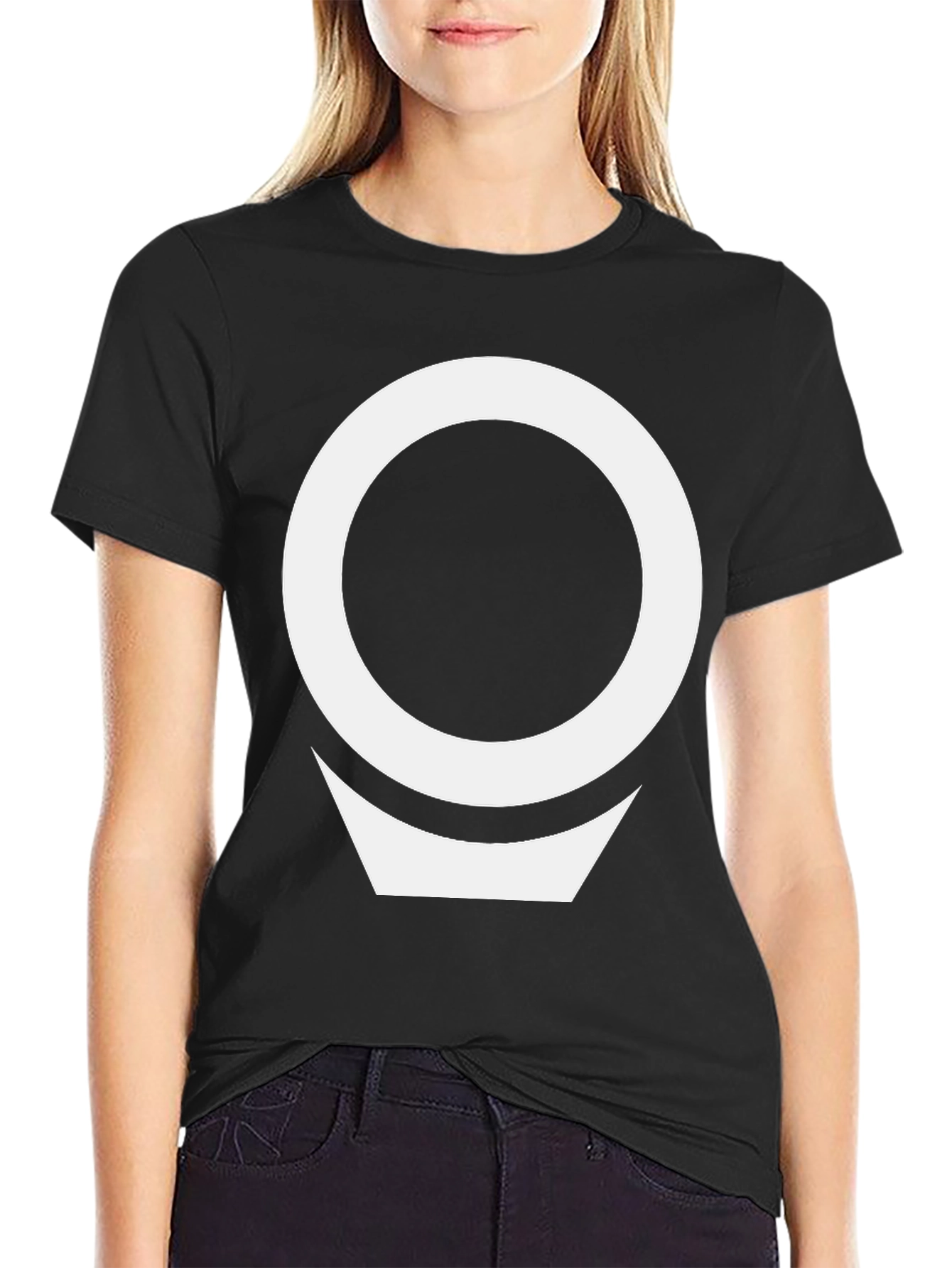 Geometric White Logo Black T-Shirt