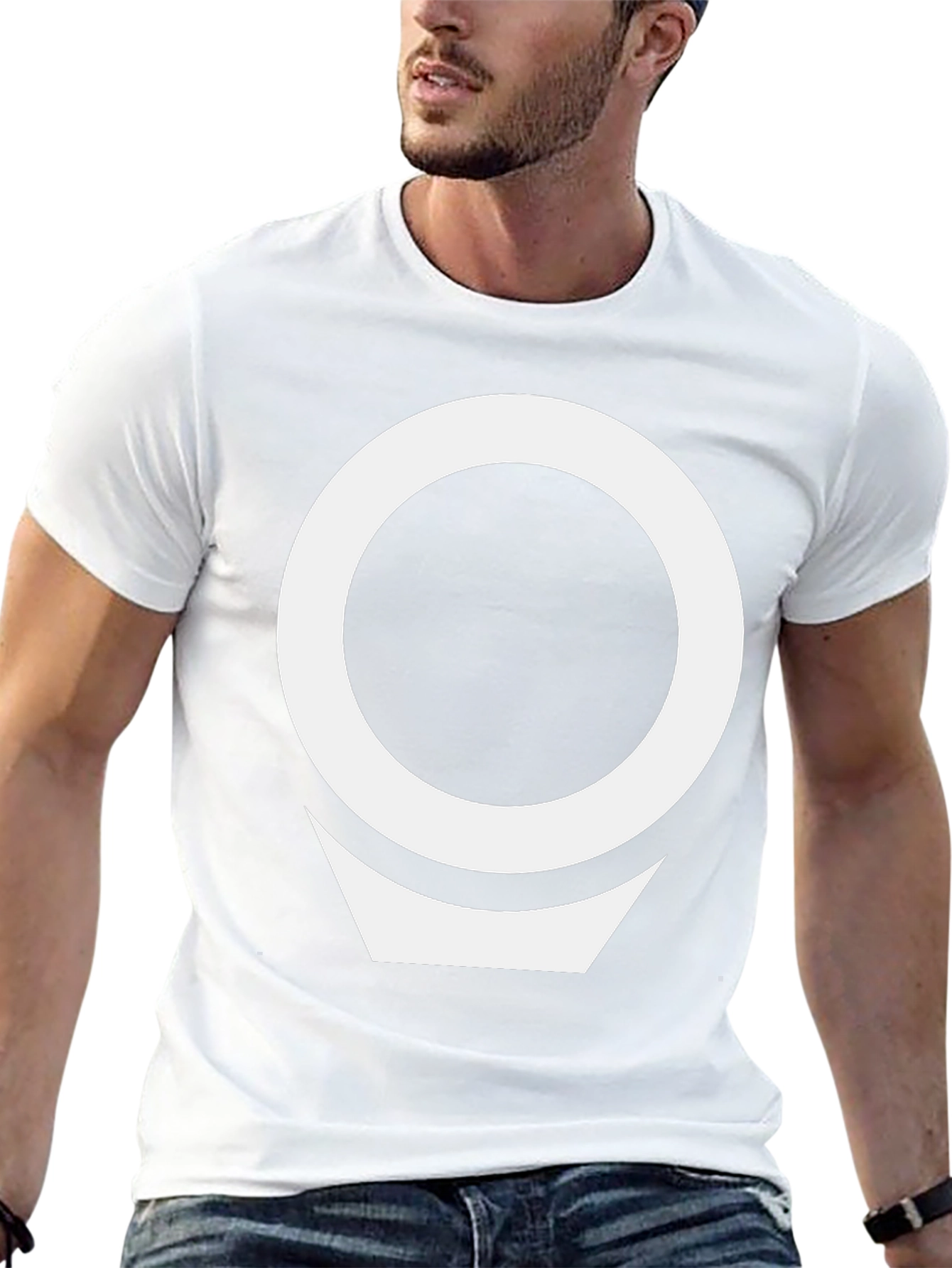 Geometric White Logo Black T-Shirt