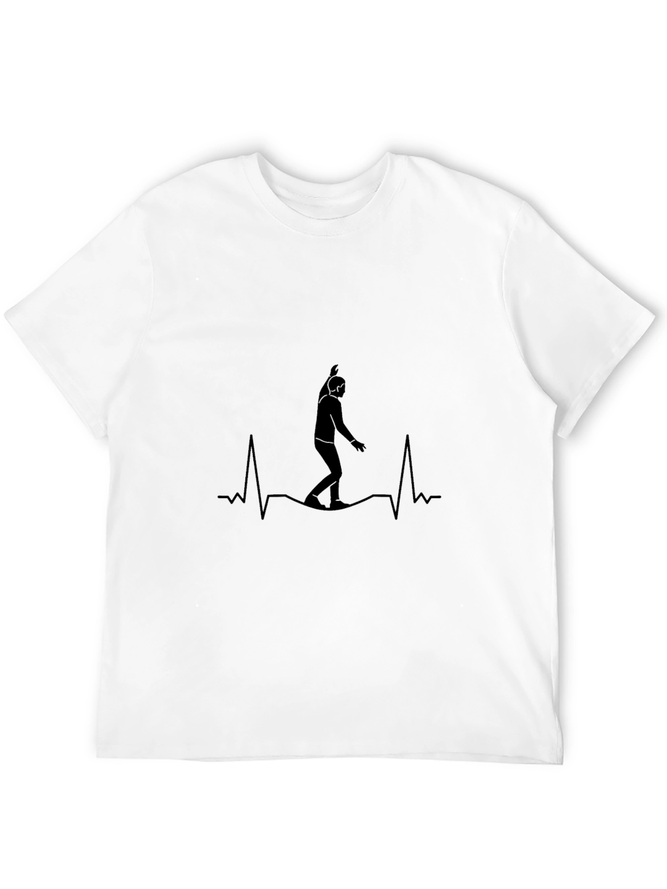Surfing Heartbeat Black T-Shirt
