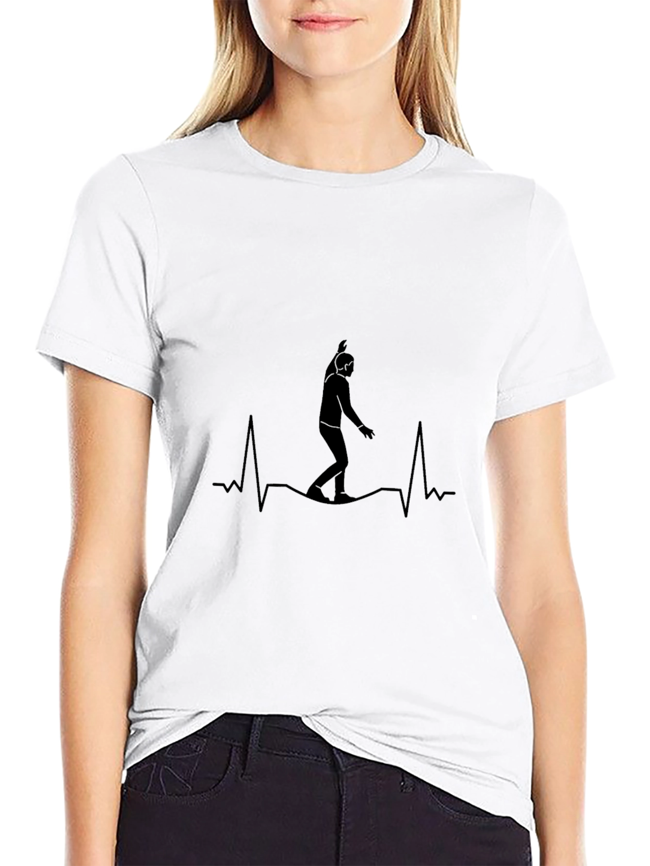 Surfing Heartbeat Black T-Shirt