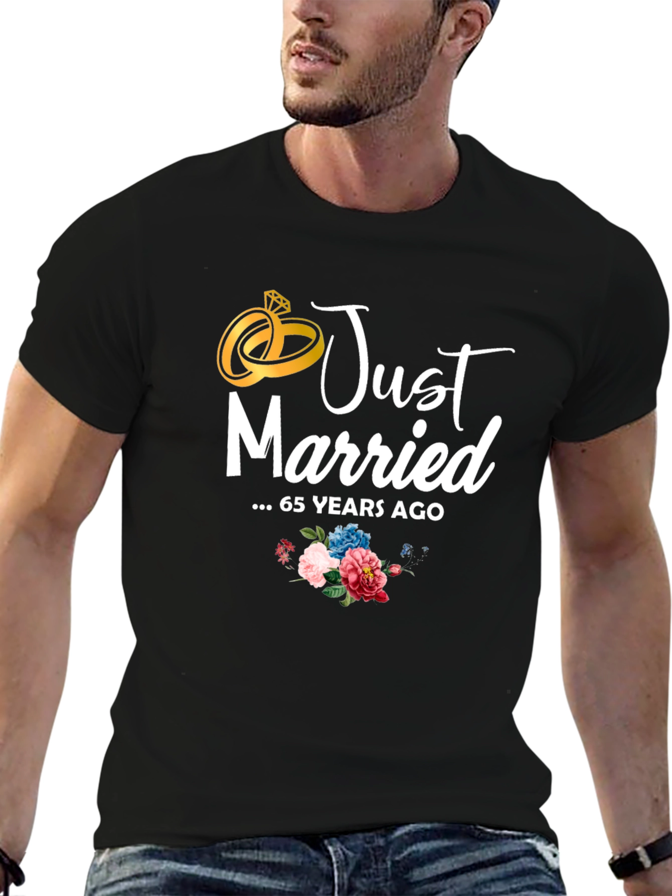 Just Married 65 Years Ago Anniversary T-Shirt