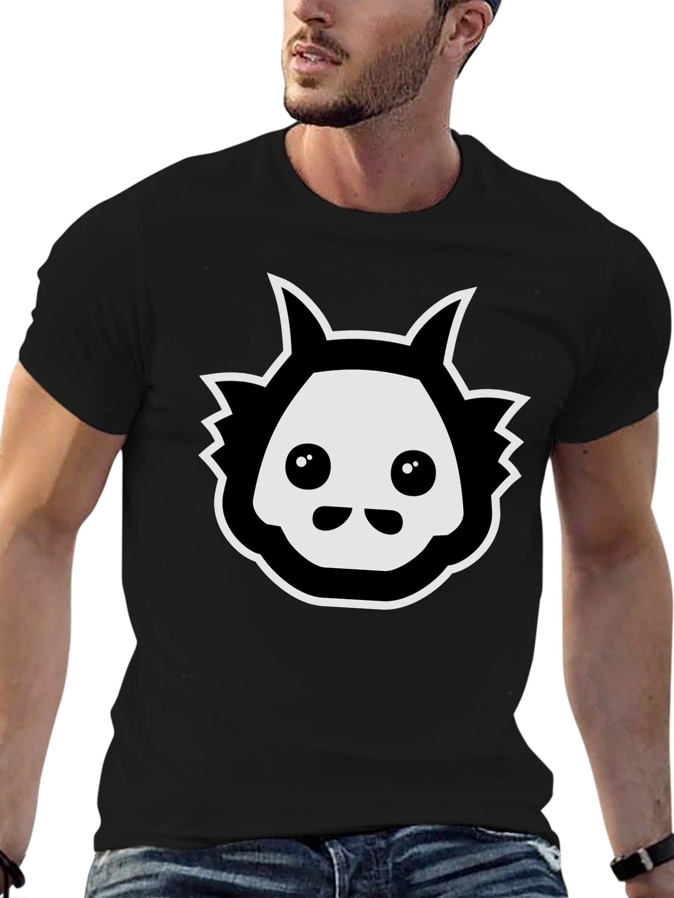 Cool Graphic Tee - Black Cartoon Creature T-Shirt