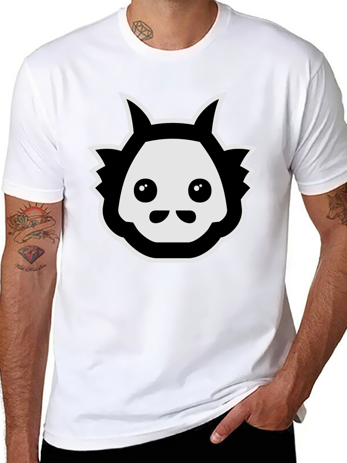 Cool Graphic Tee - Black Cartoon Creature T-Shirt