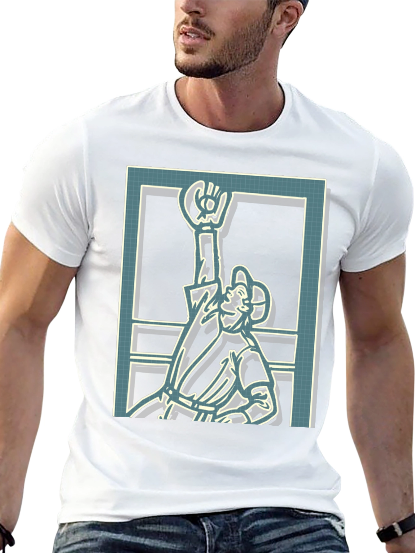Retro Graphic Tee - Framed Baseball Player
