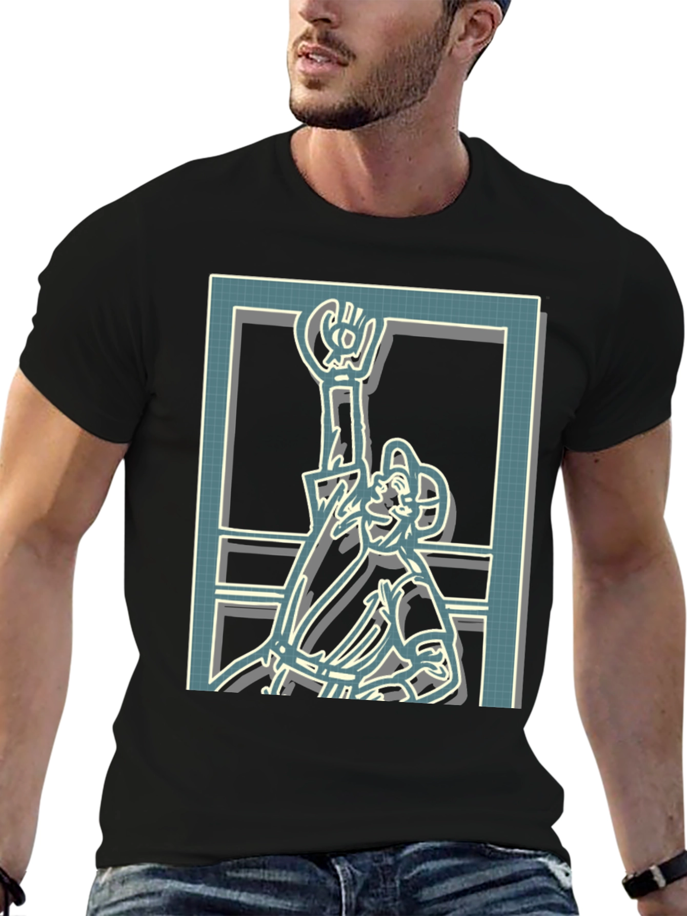 Retro Graphic Tee - Framed Baseball Player