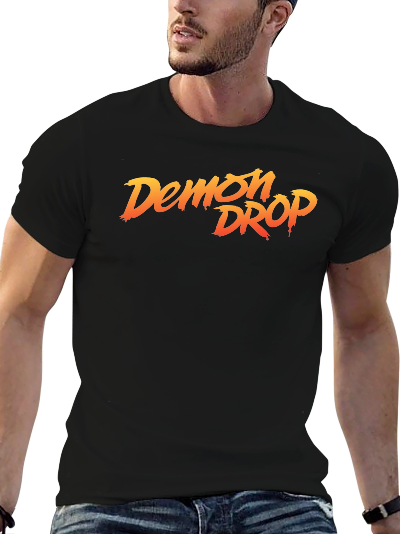 Demon Drop Graphic Tee - Stylish Black Cotton T-Shirt