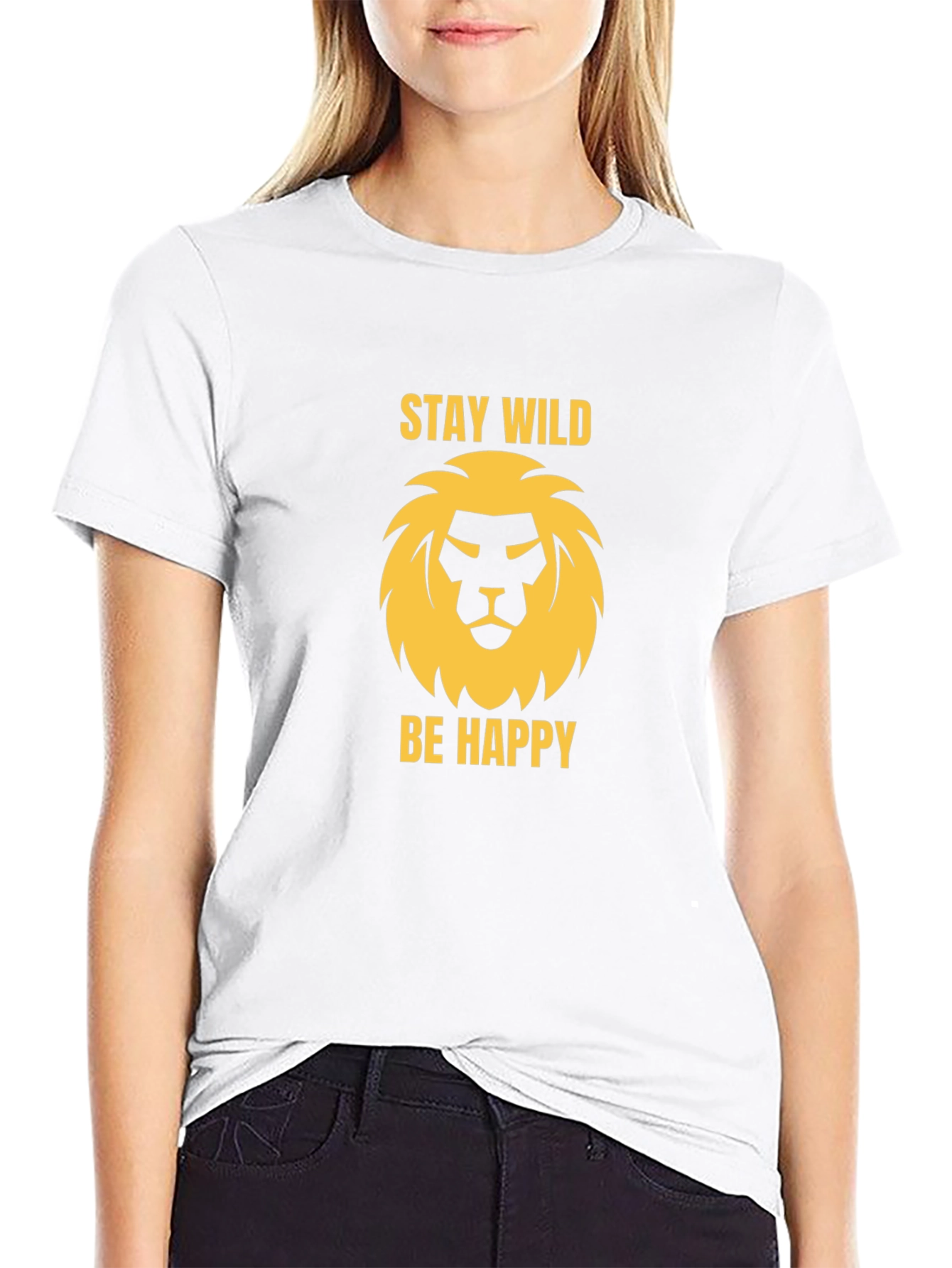 Stay Wild Lion Graphic Tee - Black