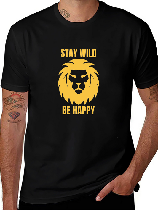 Stay Wild Lion Graphic Tee - Black