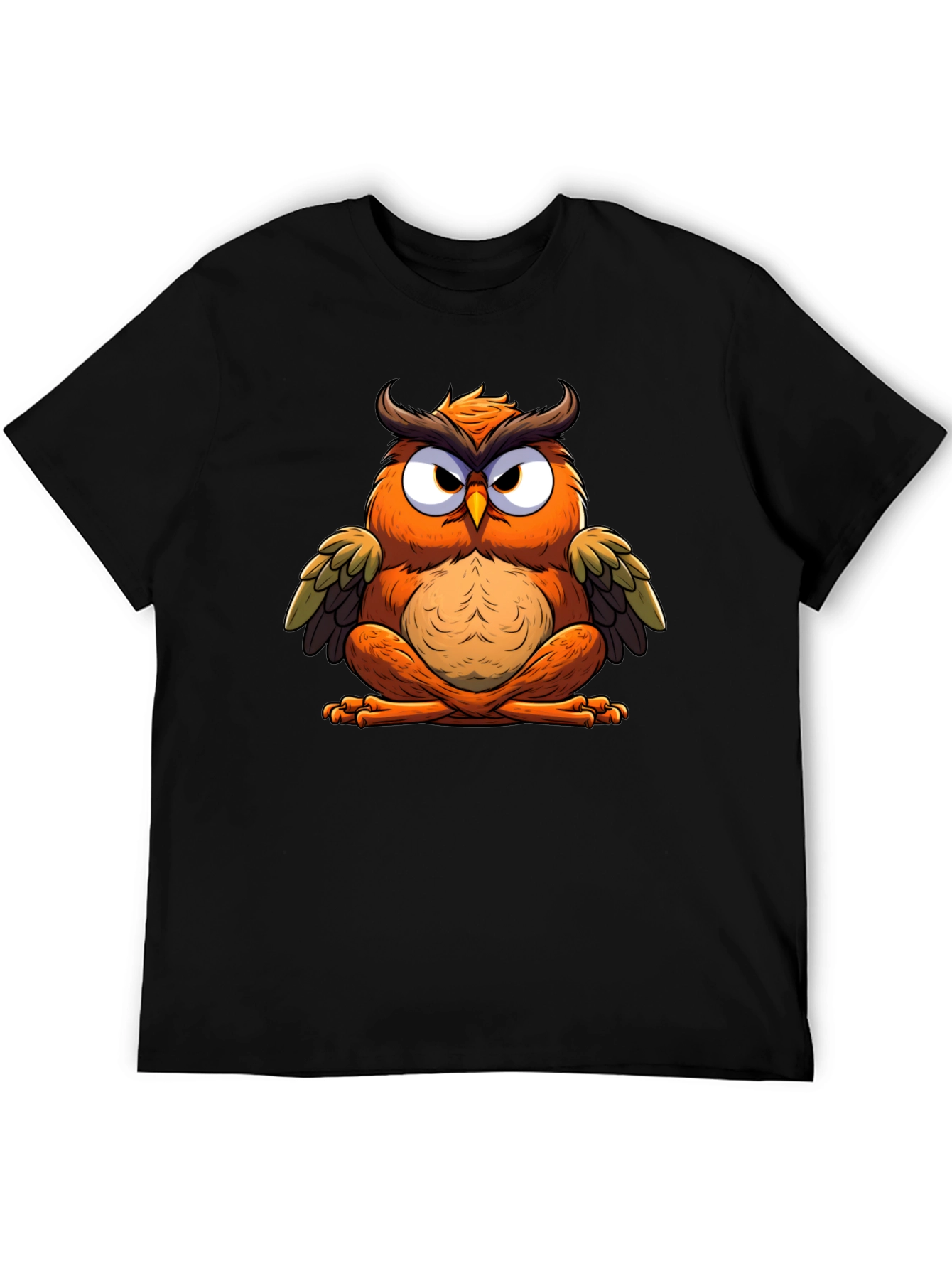 Cool Owl Graphic Tee - Black Cotton Blend