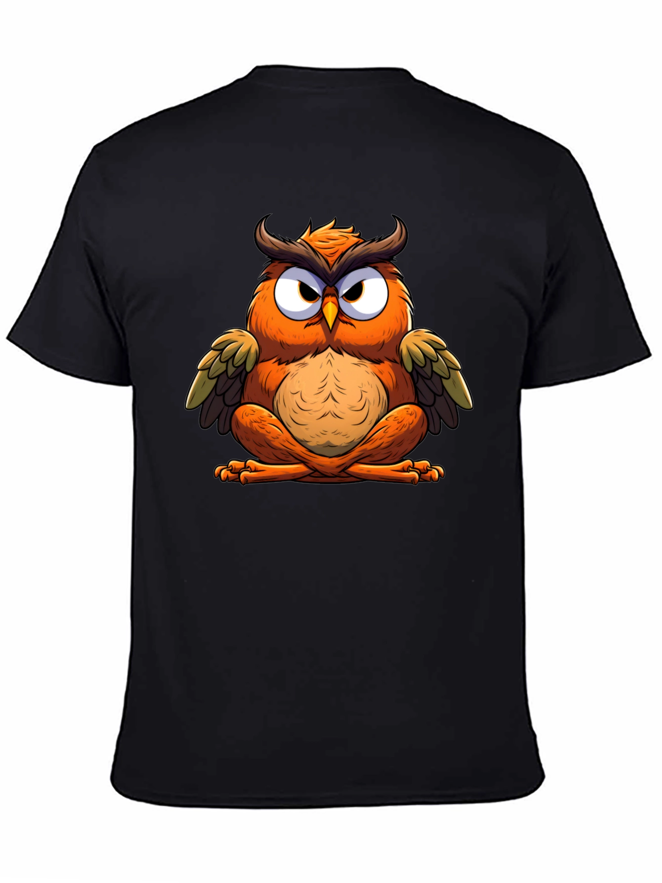 Cool Owl Graphic Tee - Black Cotton Blend
