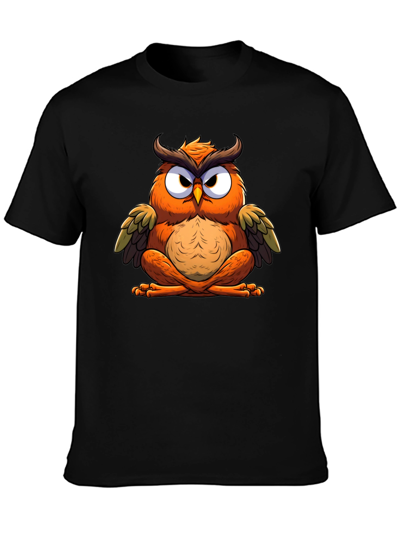 Cool Owl Graphic Tee - Black Cotton Blend