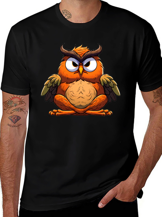 Cool Owl Graphic Tee - Black Cotton Blend