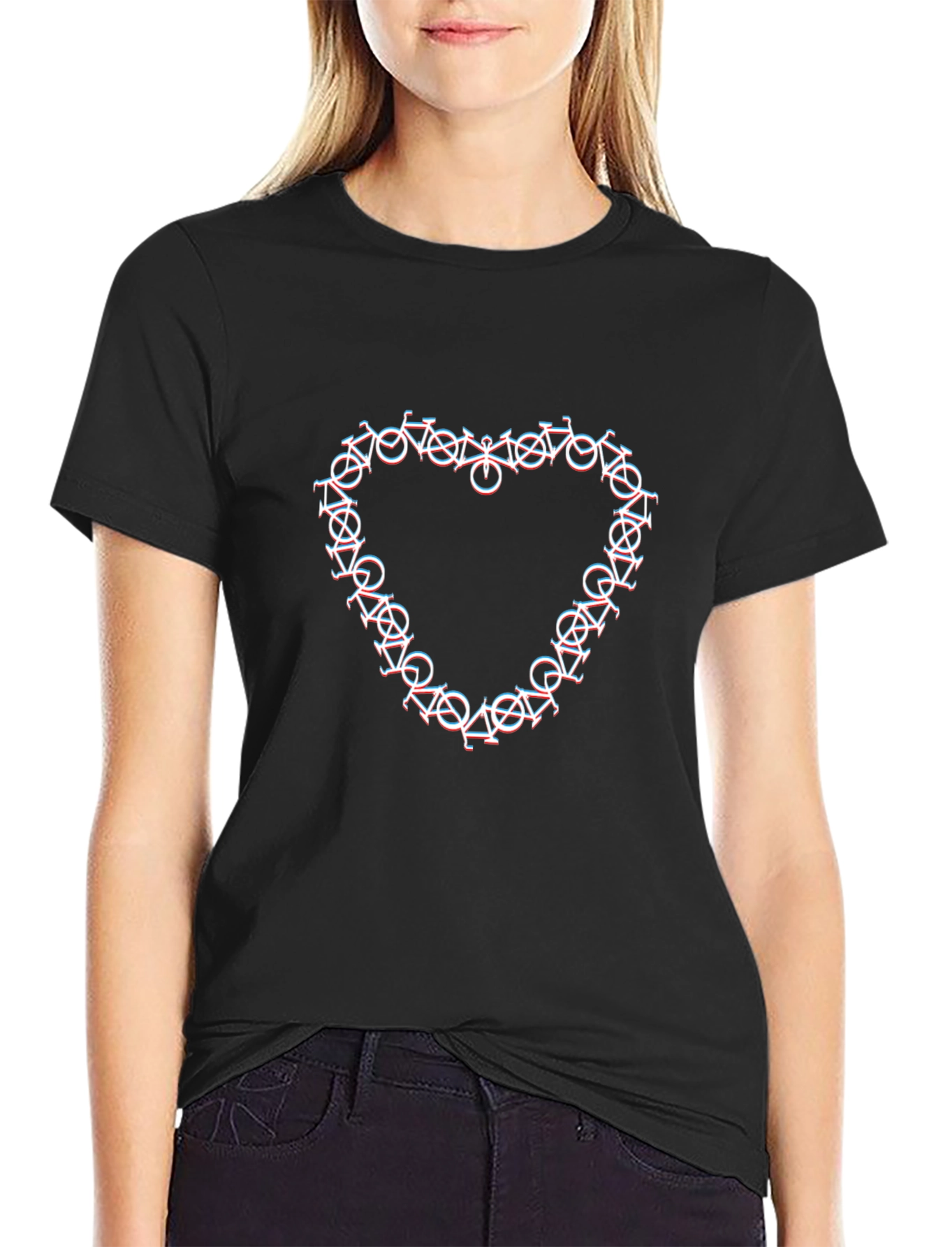 Bicycle Heart Graphic Black T-Shirt