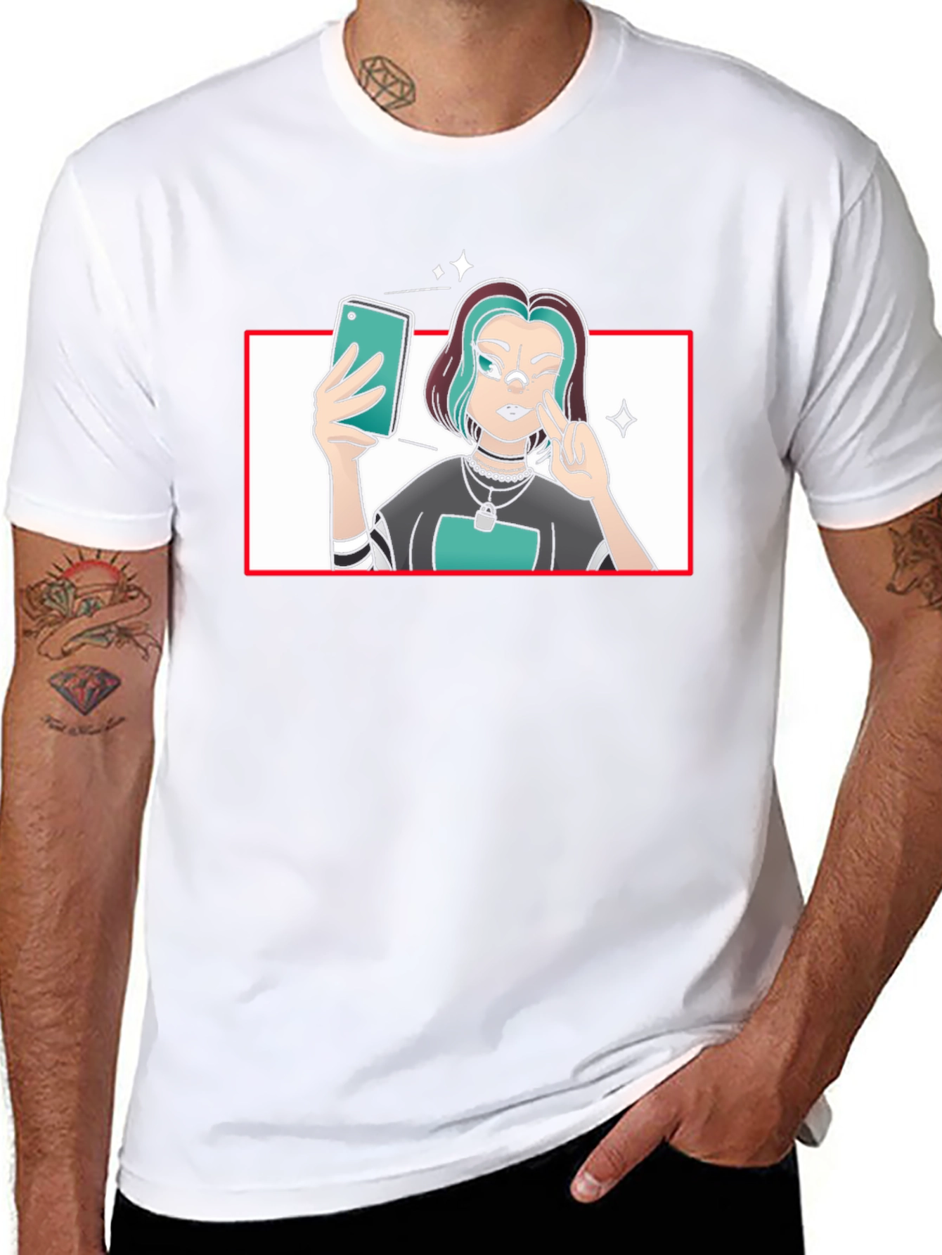 Selfie Girl Graphic Tee - Black Cotton T-Shirt
