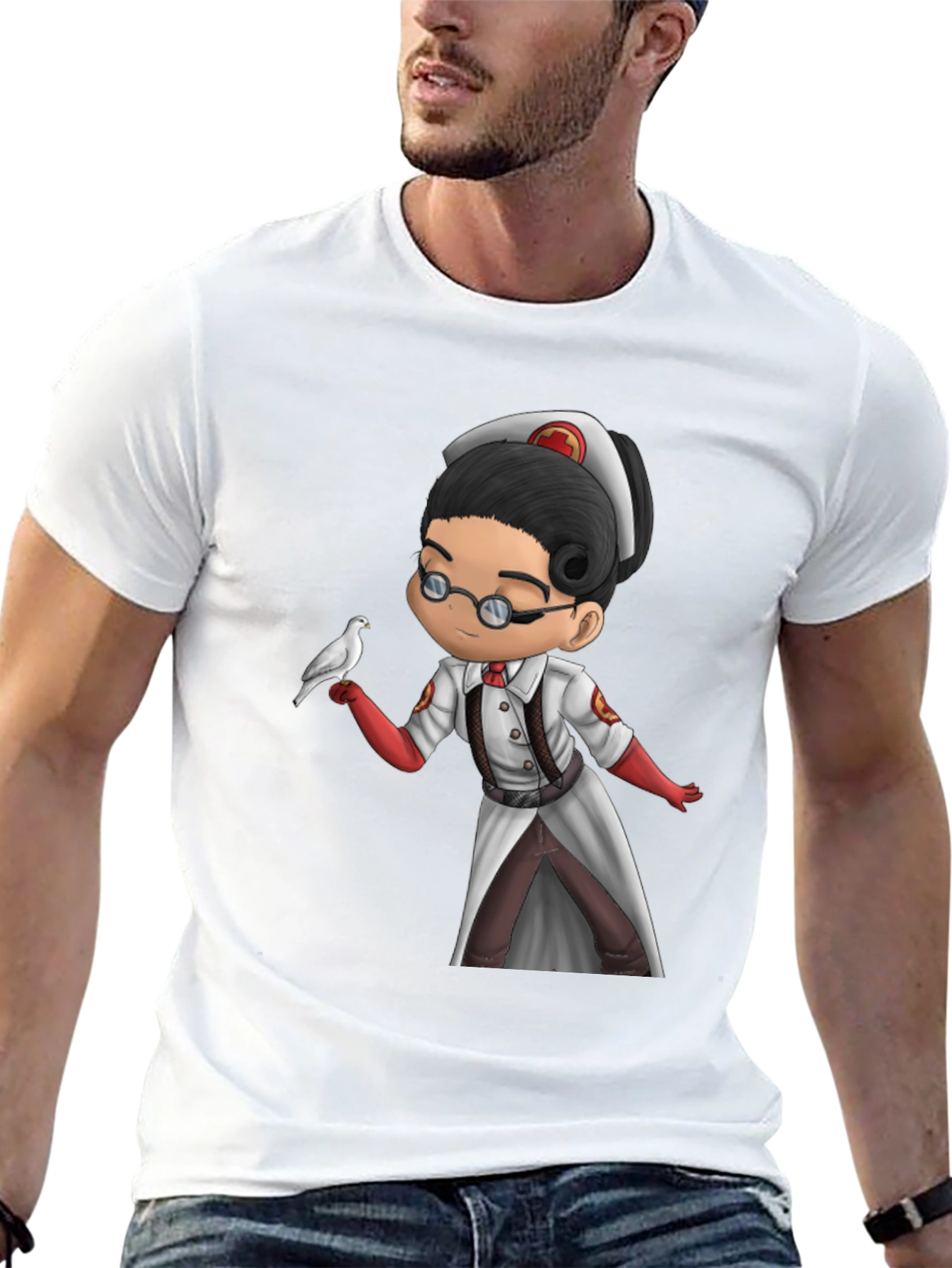 Medic T-Shirt: Chibi Medic with Dove