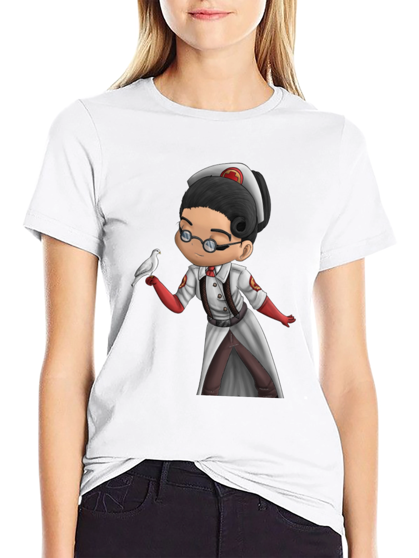 Medic T-Shirt: Chibi Medic with Dove