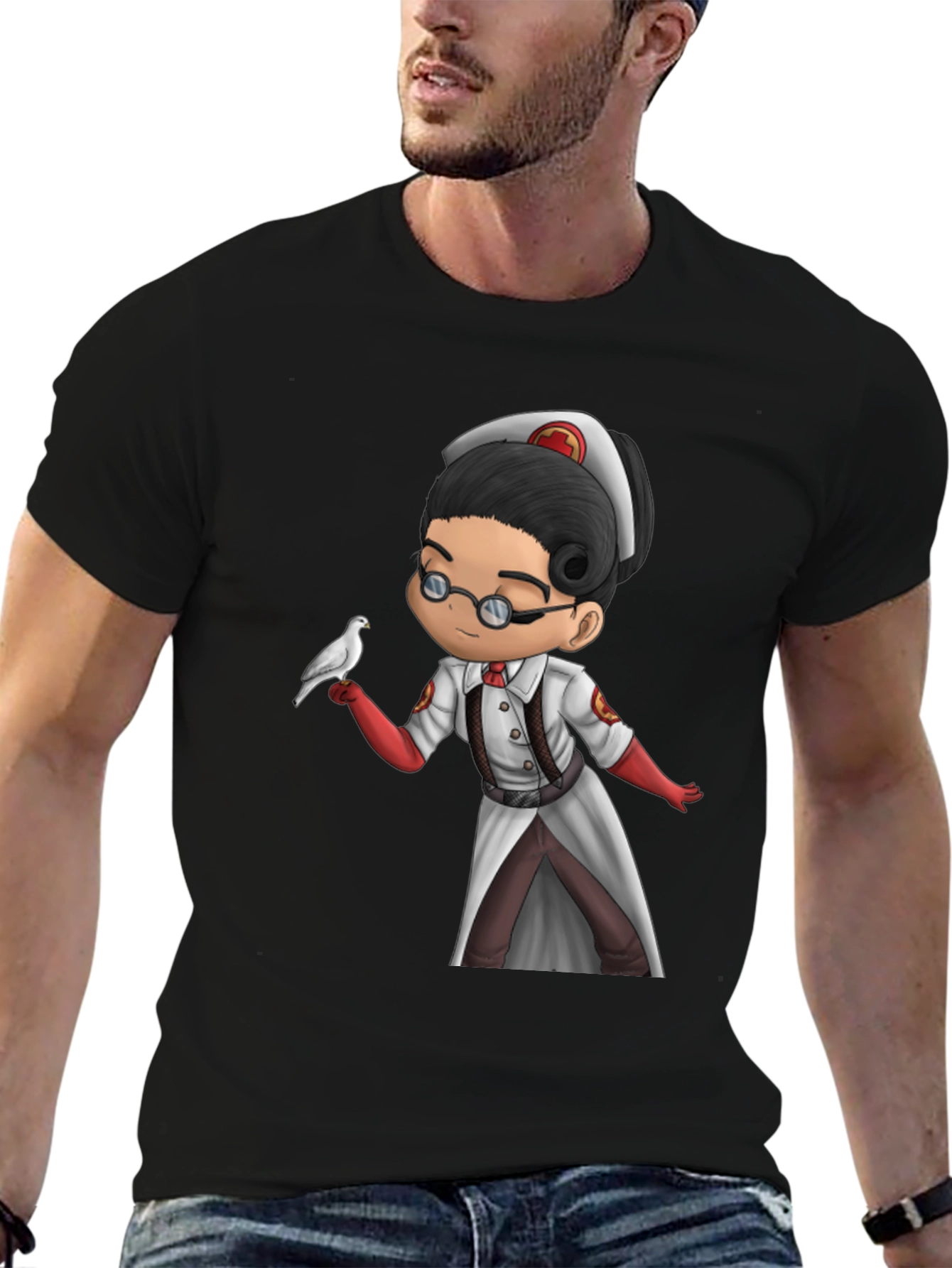 Medic T-Shirt: Chibi Medic with Dove