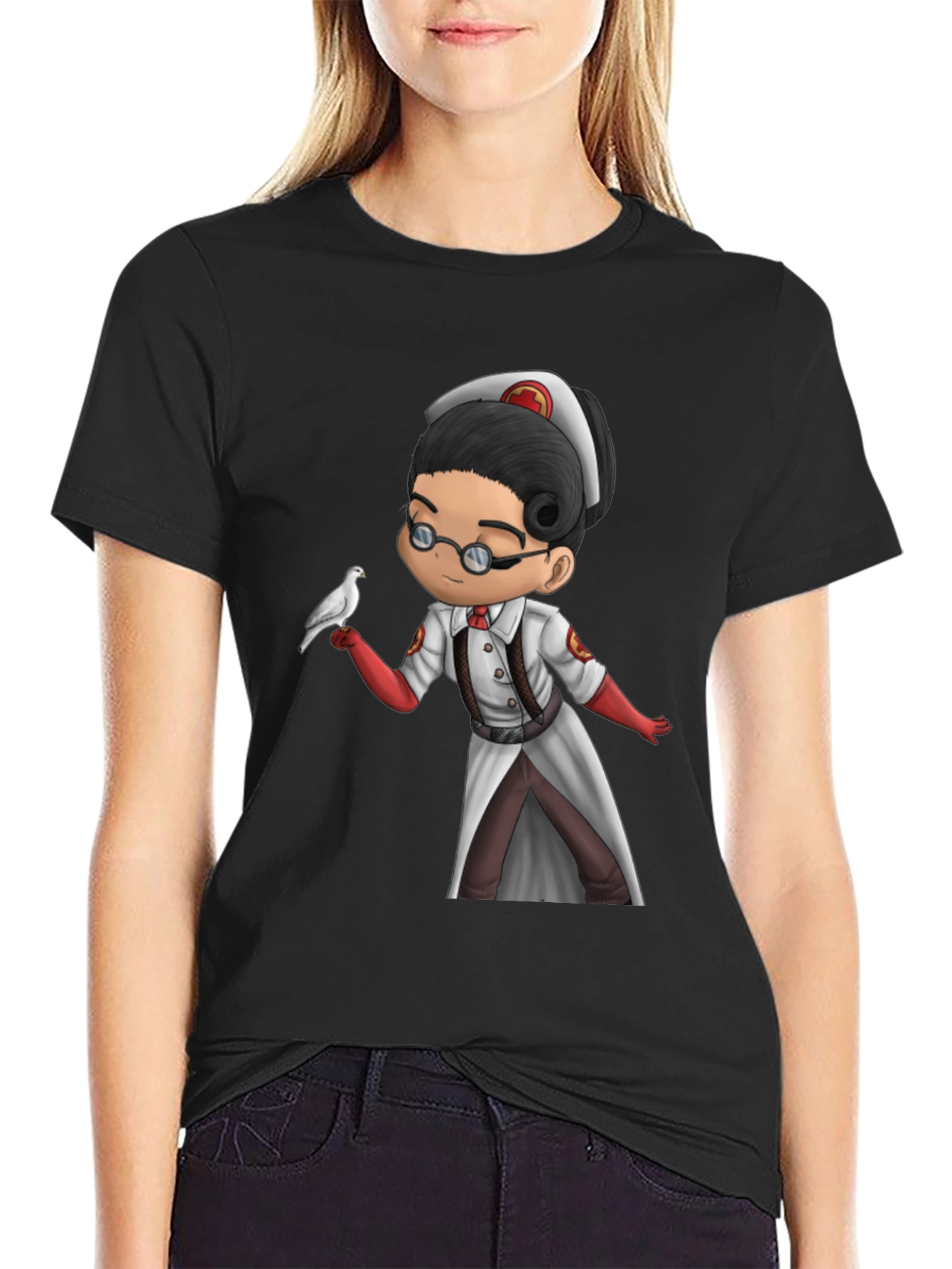 Medic T-Shirt: Chibi Medic with Dove