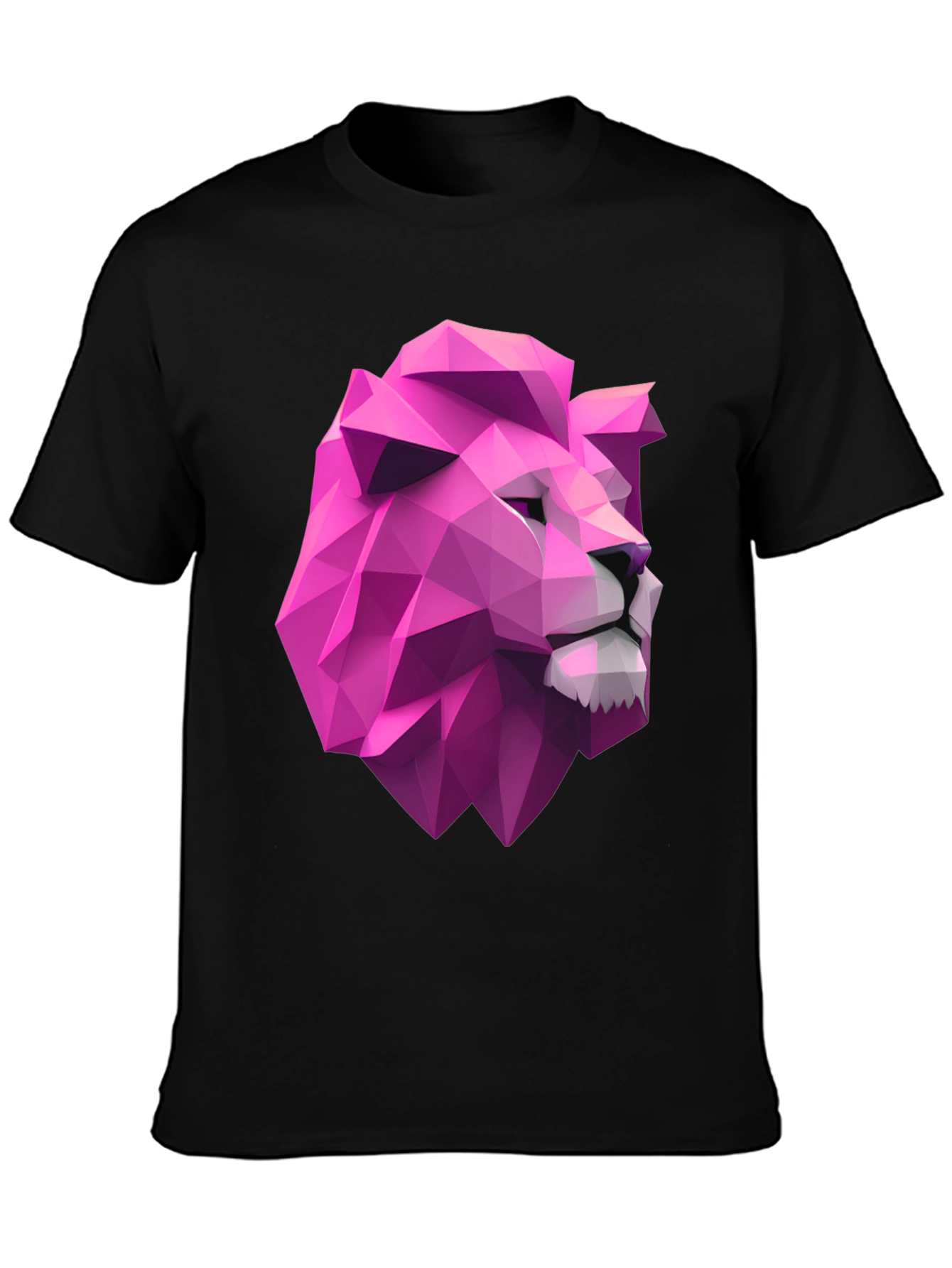 Geometric Pink Lion Head Graphic Tee