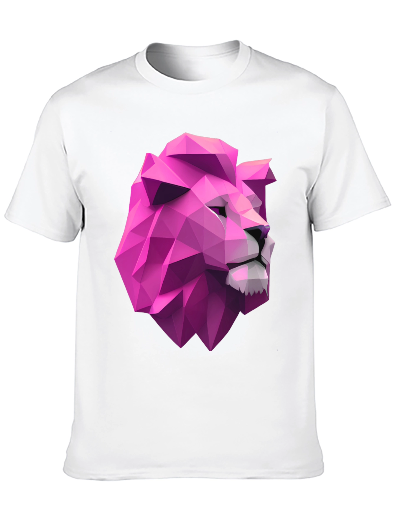 Geometric Pink Lion Head Graphic Tee