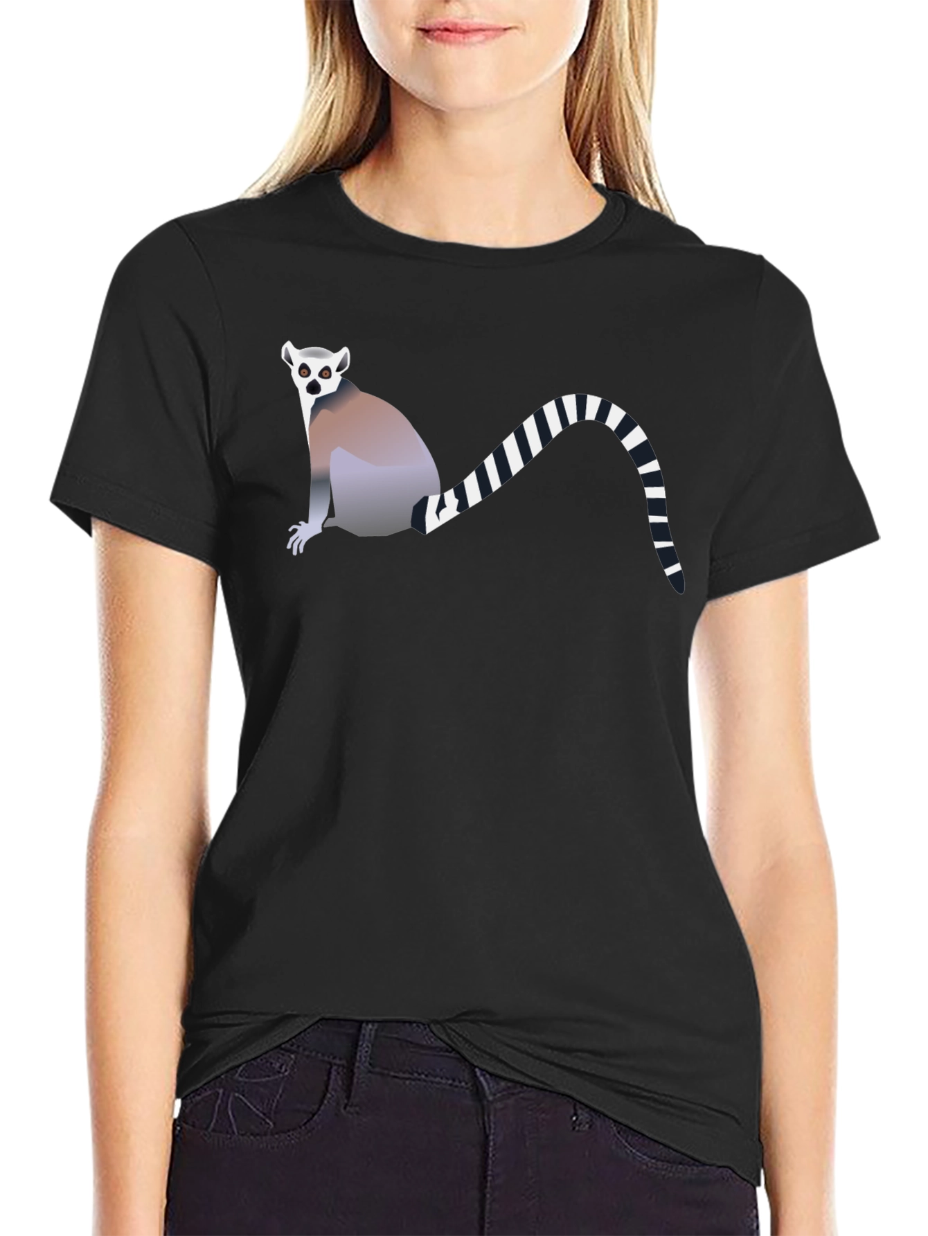 Lemur Graphic Tee - Black Cotton T-Shirt