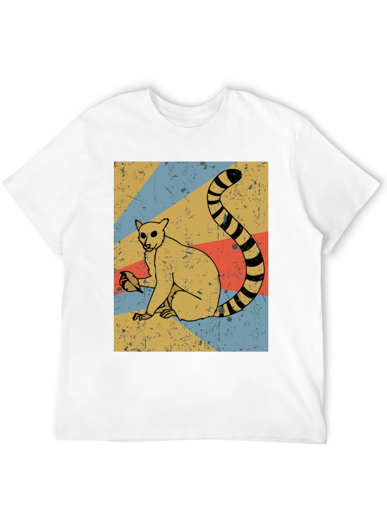 Retro Lemur Graphic Tee - Black Cotton Blend