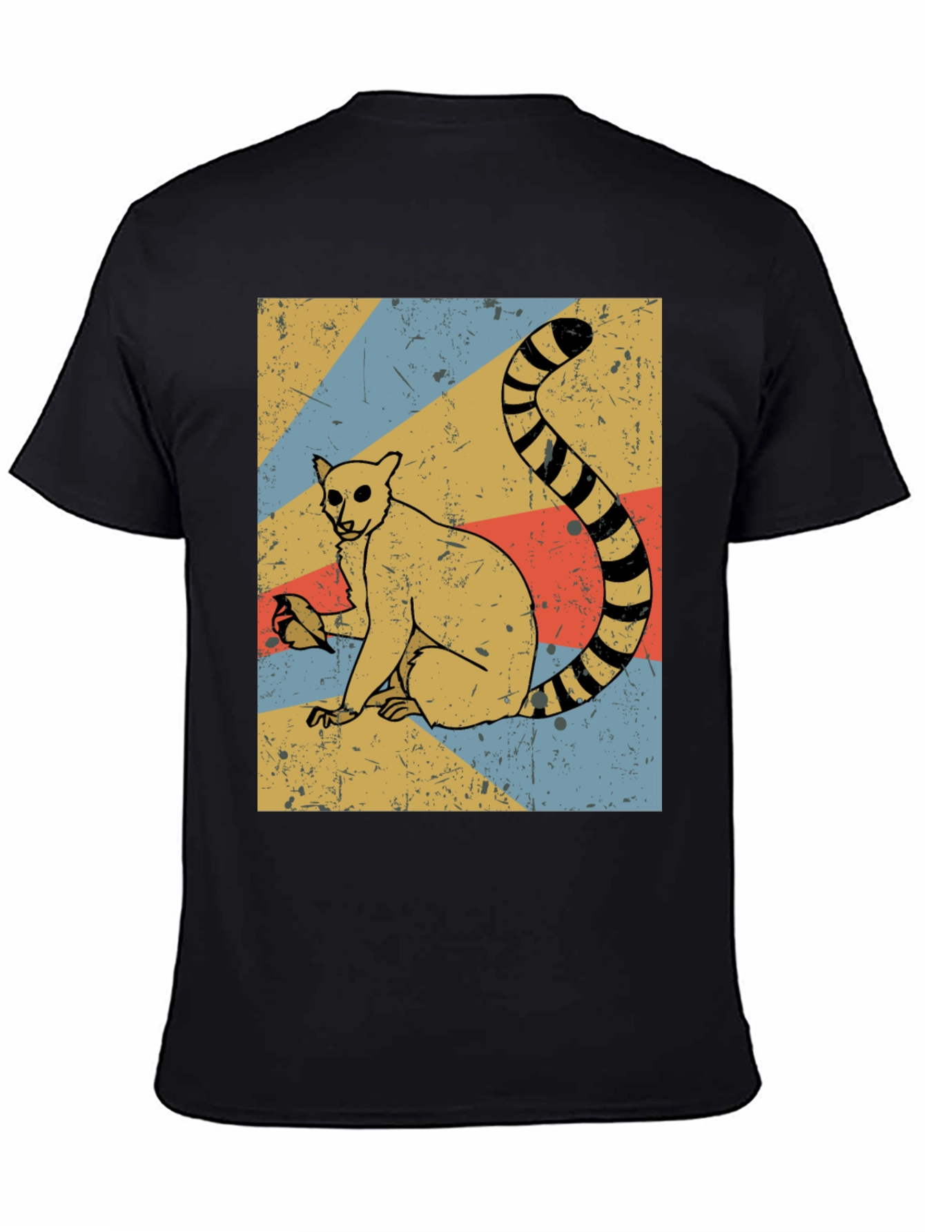 Retro Lemur Graphic Tee - Black Cotton Blend