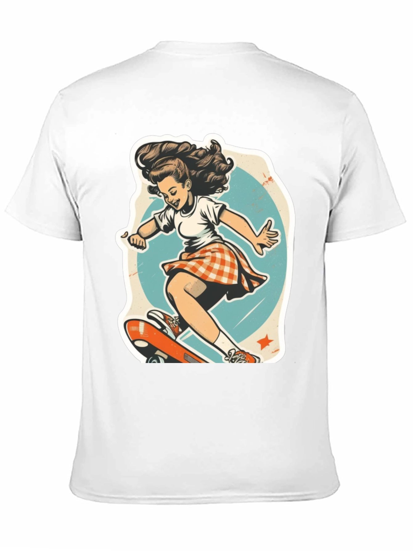 Retro Skater Girl Graphic T-Shirt - Black Unisex Tee