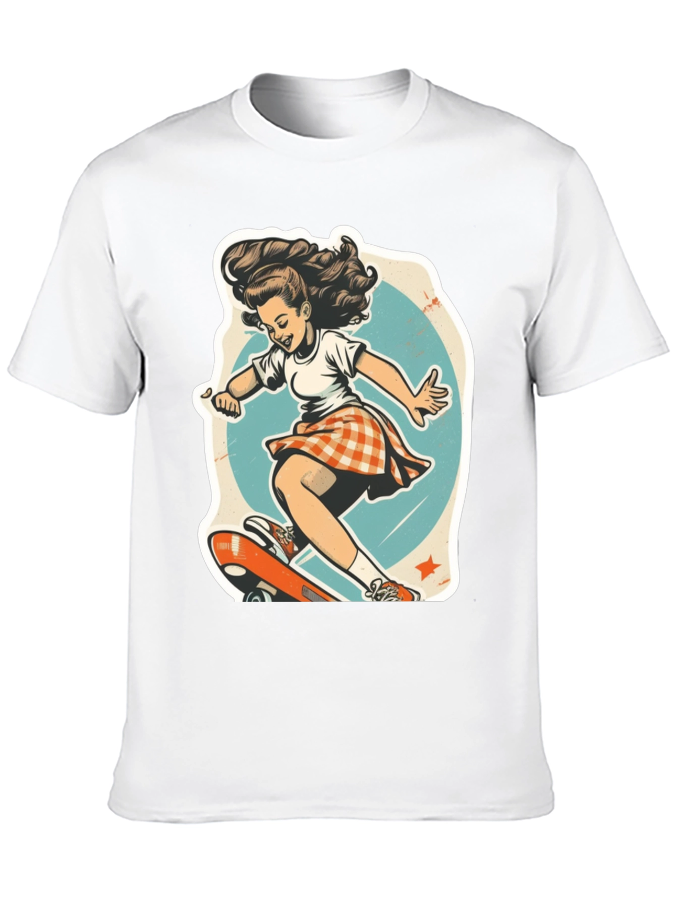 Retro Skater Girl Graphic T-Shirt - Black Unisex Tee