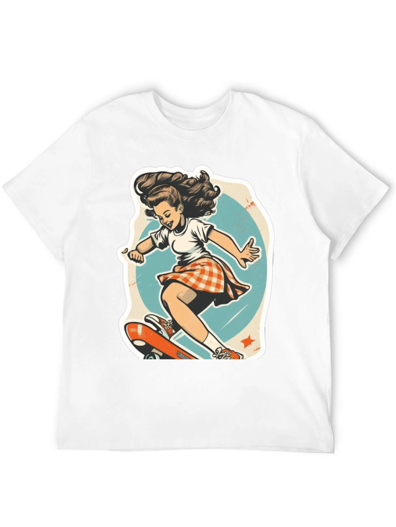 Retro Skater Girl Graphic T-Shirt - Black Unisex Tee