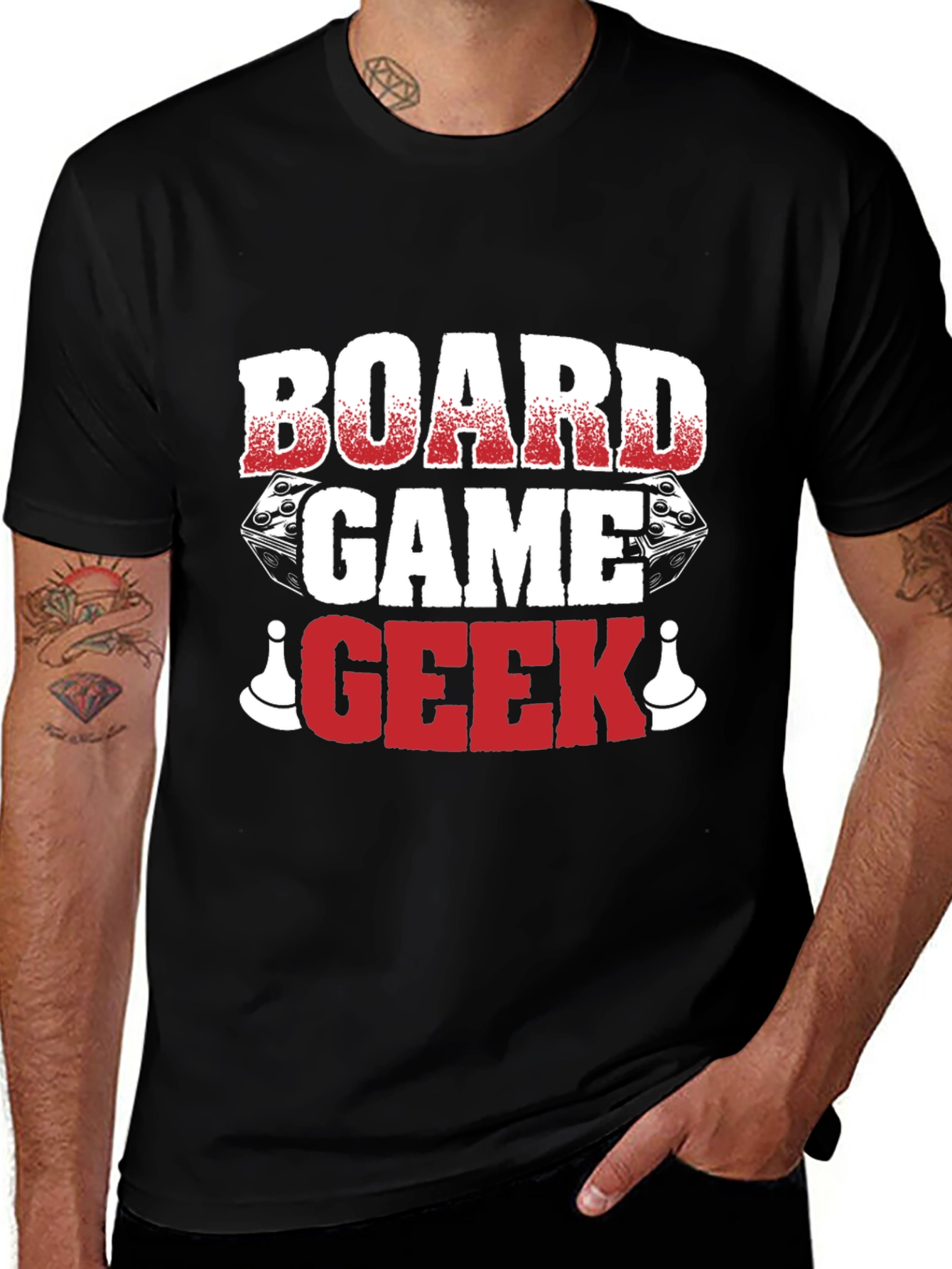 Board Game Geek T-Shirt - Dice and Pawn Graphic