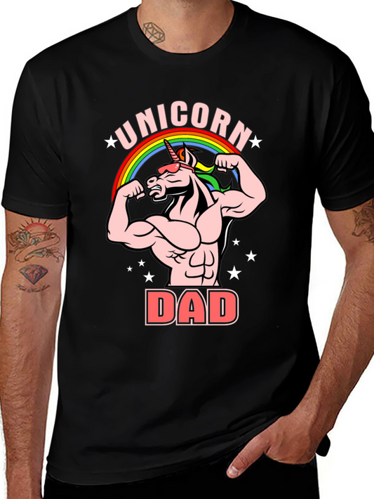 Unicorn Dad Graphic T-Shirt - Black Cotton Tee