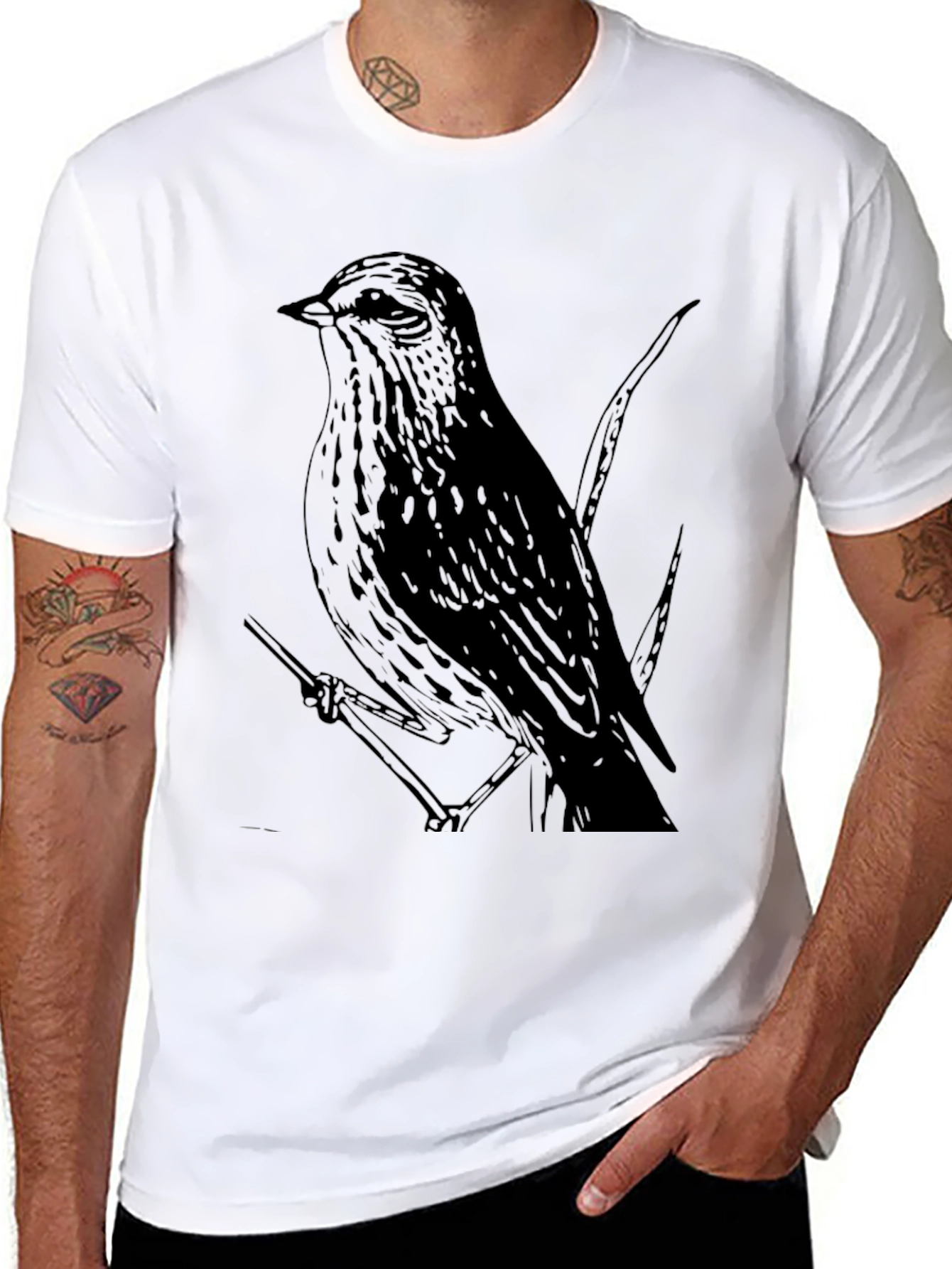 Bird Graphic Tee - Mens Black T-Shirt