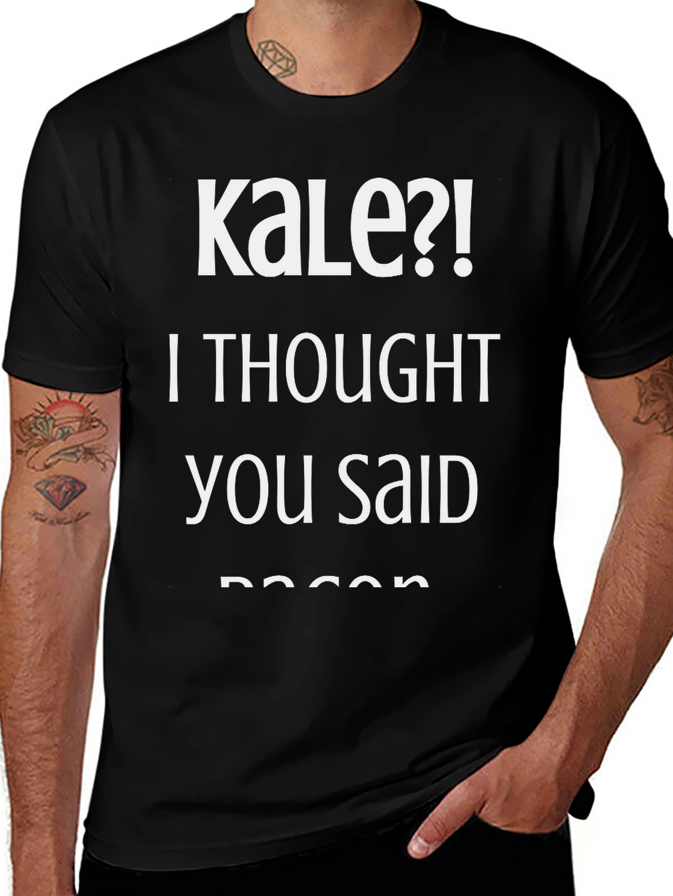 Funny Kale vs Bacon Graphic T-Shirt