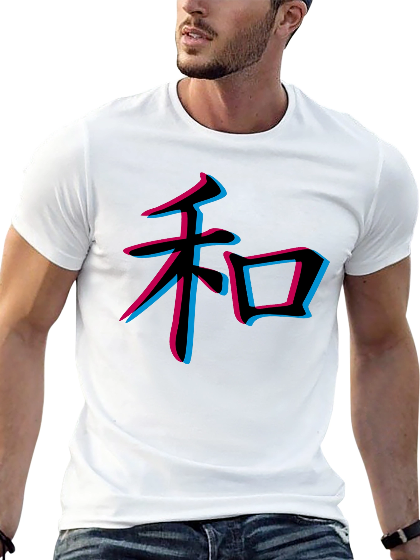 Kanji Peace Sign Graphic T-Shirt - Black