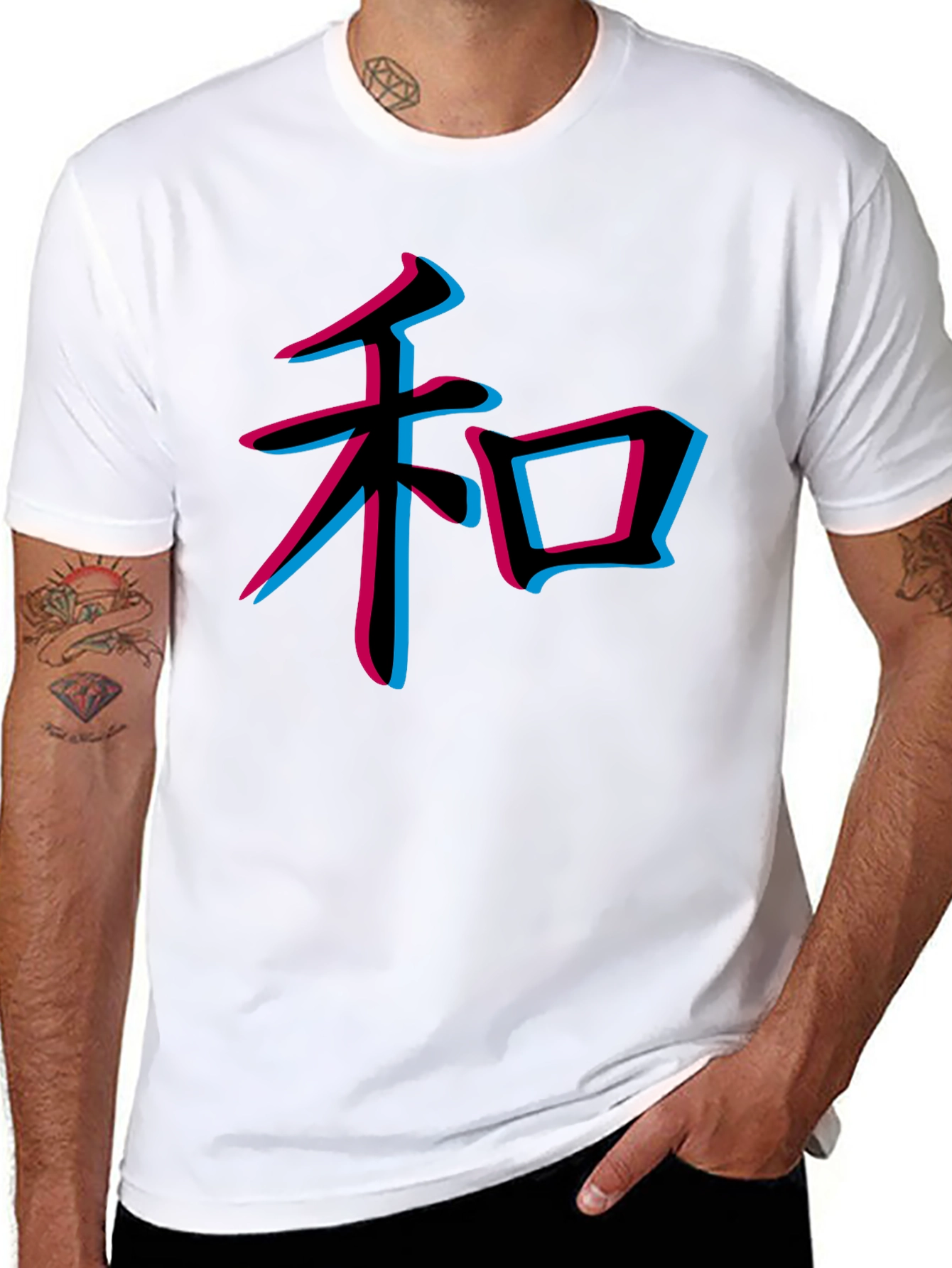 Kanji Peace Sign Graphic T-Shirt - Black