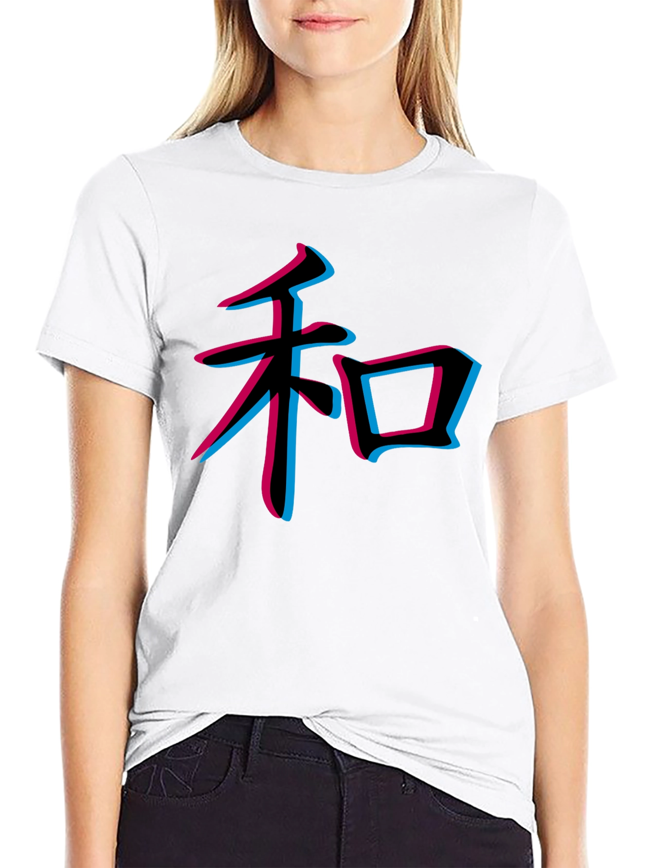 Kanji Peace Sign Graphic T-Shirt - Black