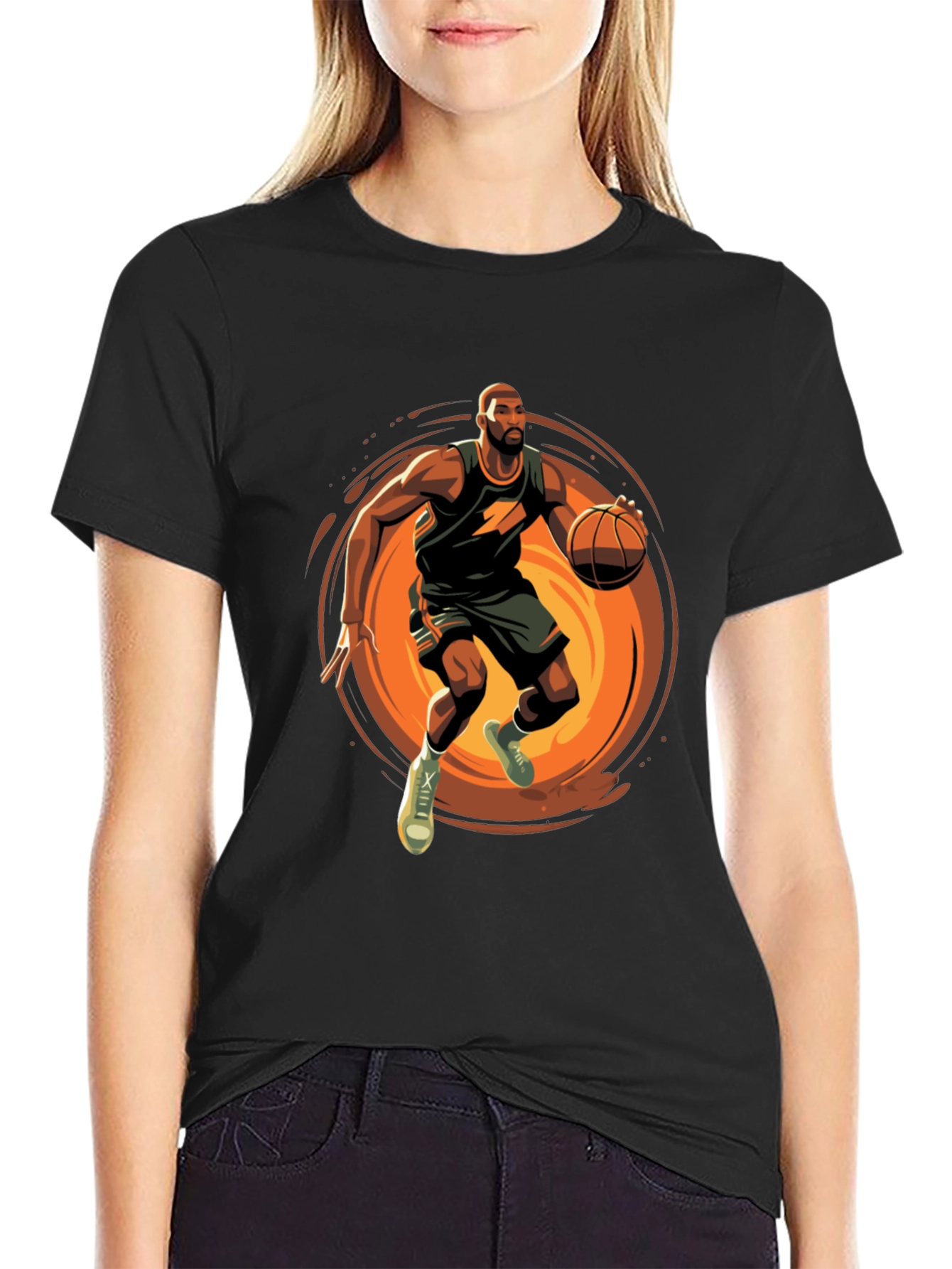 Basketball Player Graphic Tee - Black