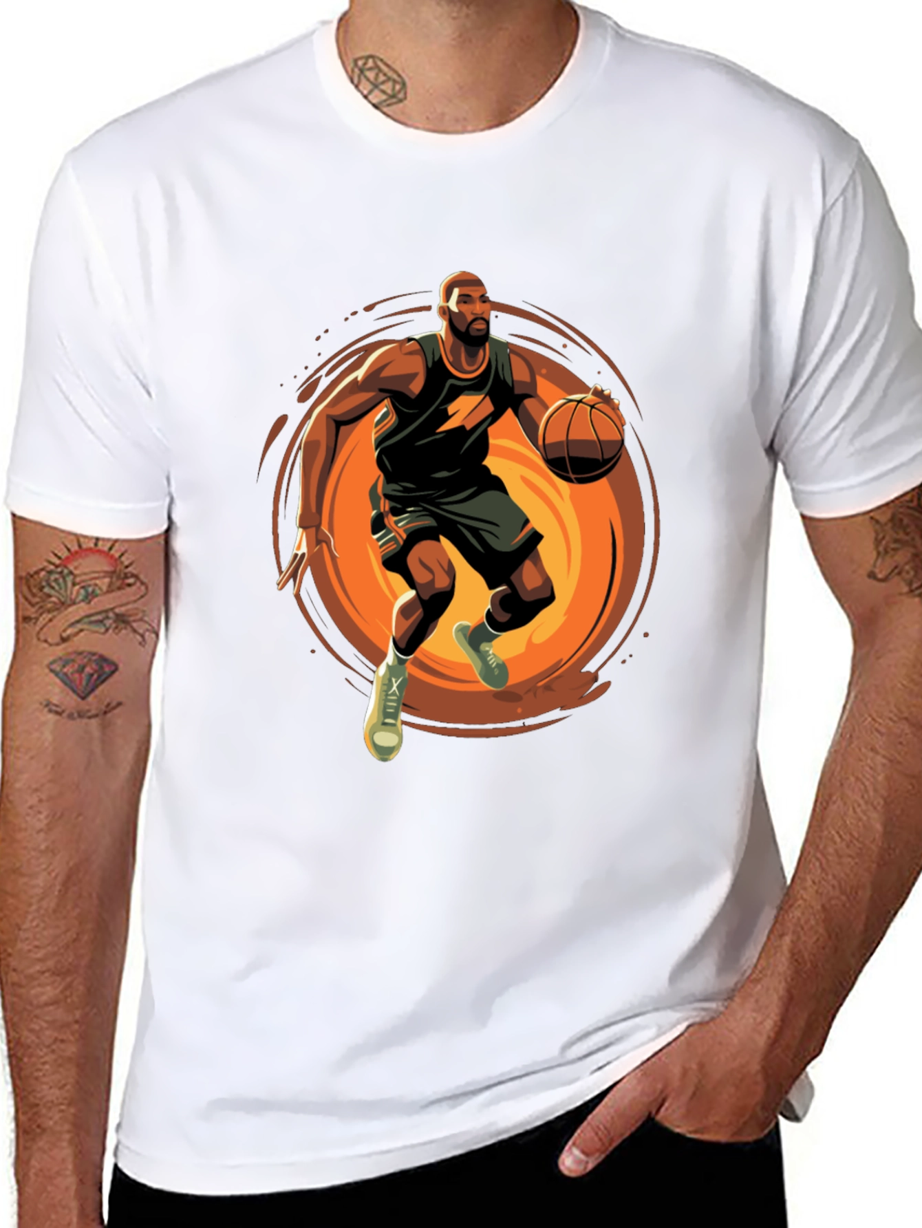 Basketball Player Graphic Tee - Black