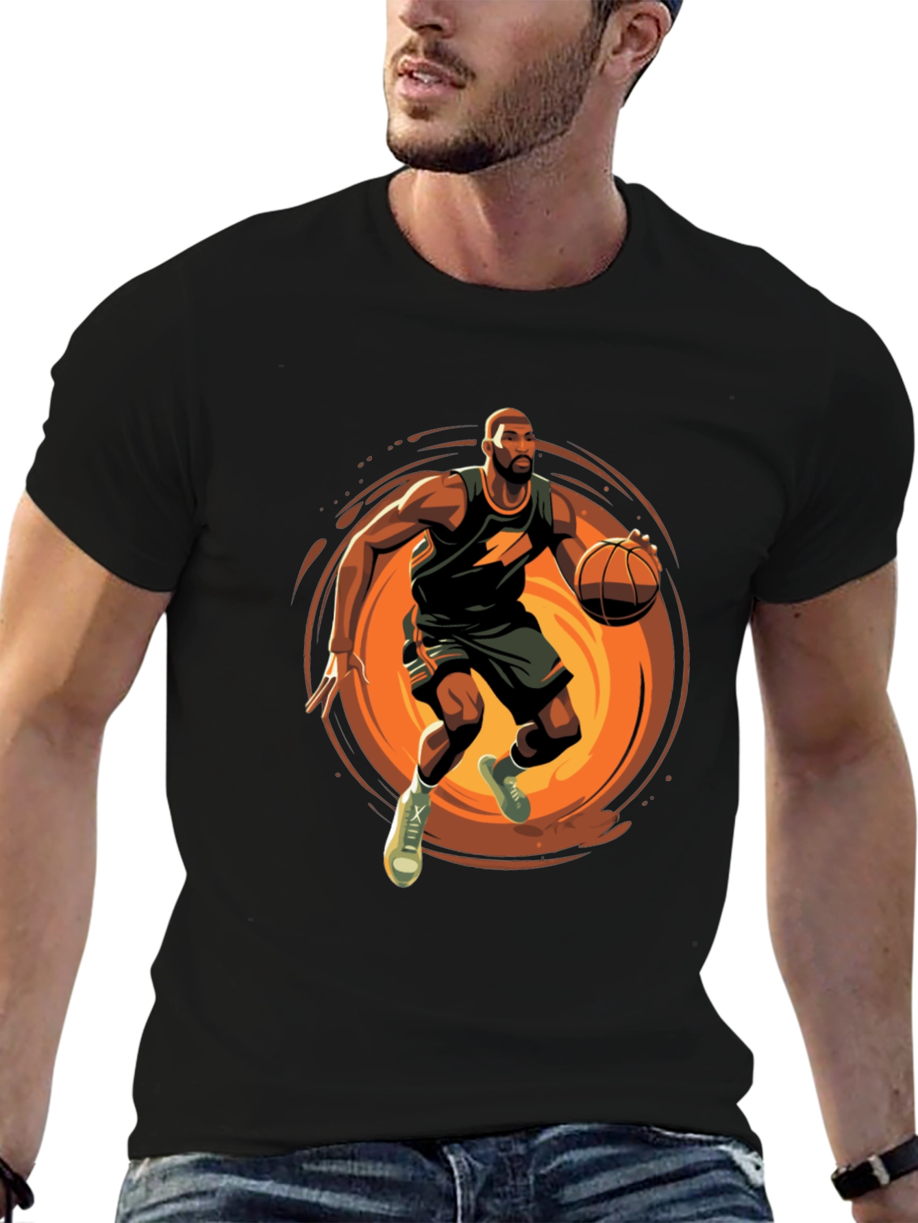 Basketball Player Graphic Tee - Black