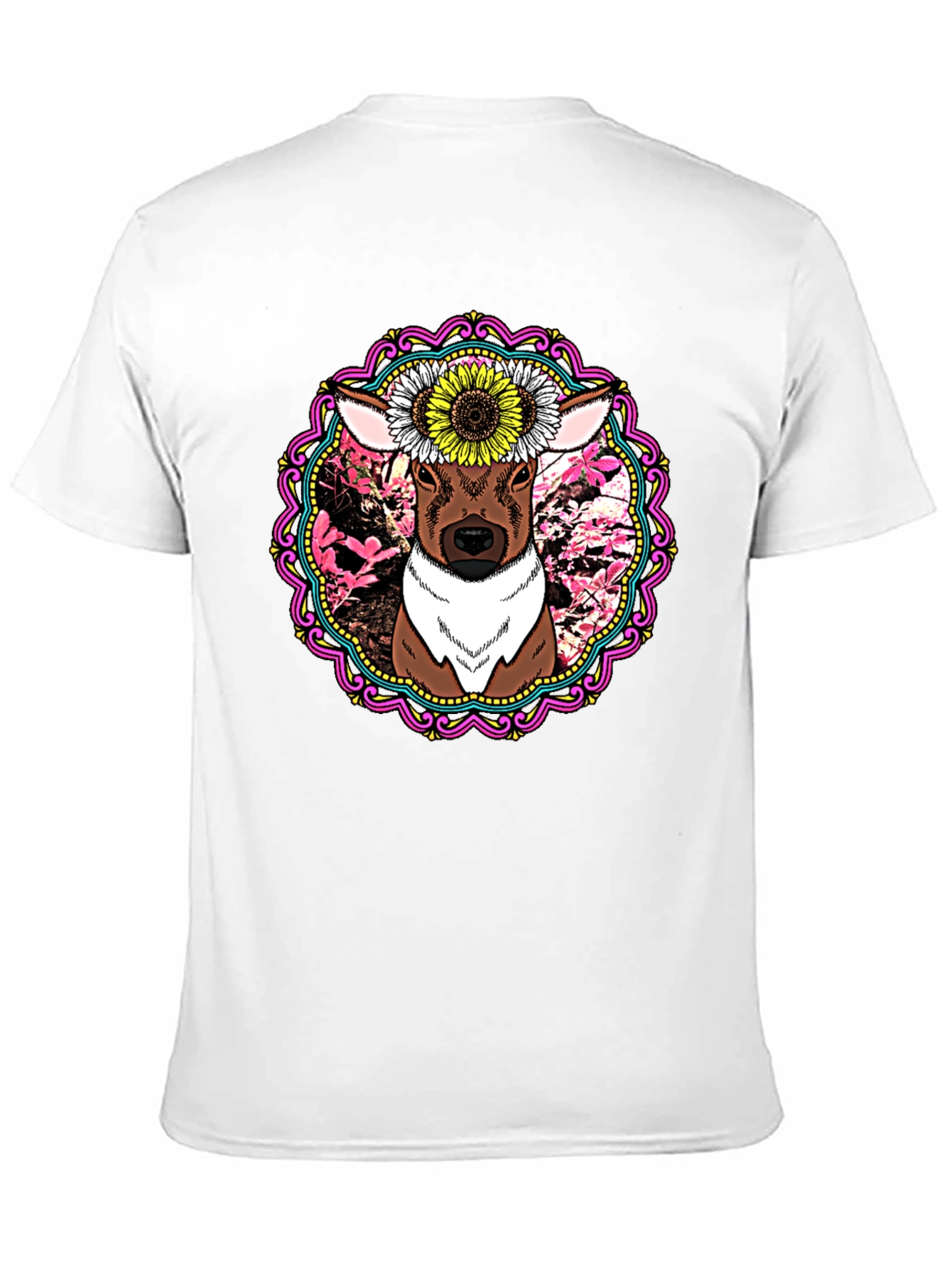 Deer & Sunflower Graphic Print T-Shirt