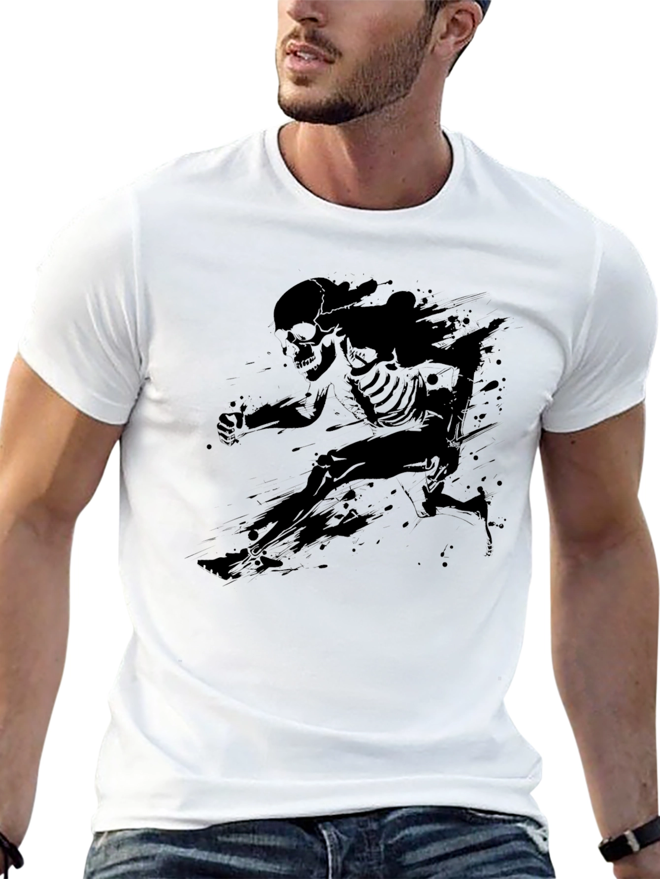 Skeleton Runner Black T-Shirt - Unique Graphic Tee