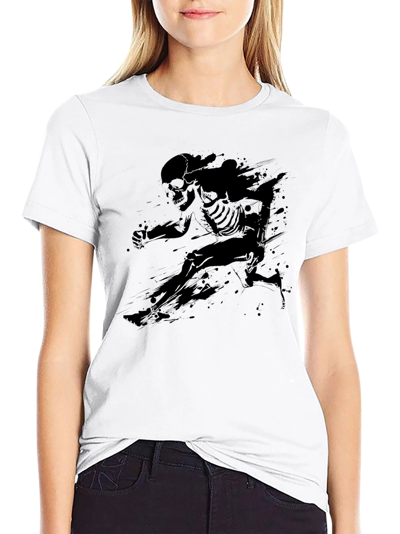 Skeleton Runner Black T-Shirt - Unique Graphic Tee