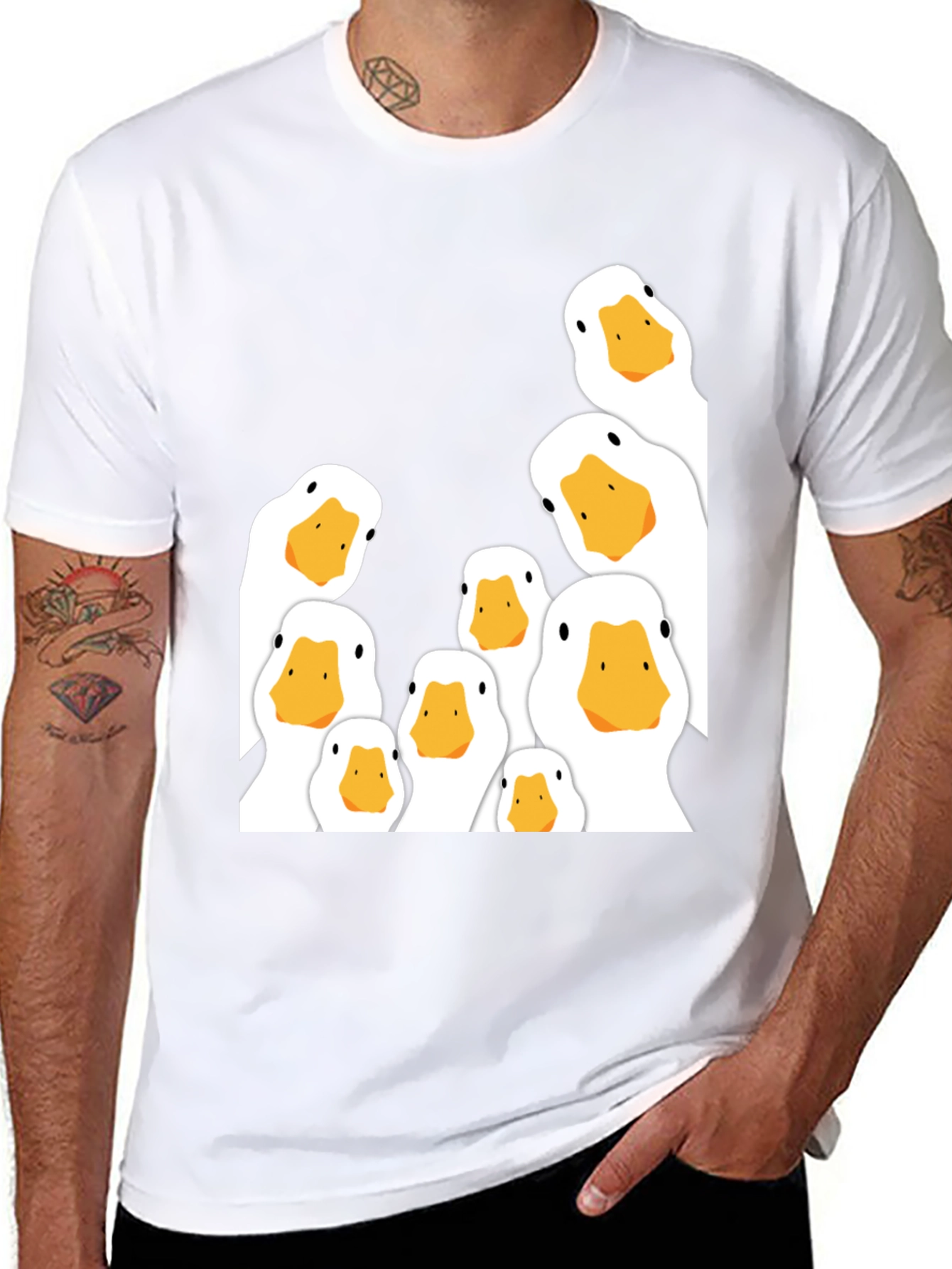 Peeking Ducks Graphic T-Shirt - Black Cotton Tee