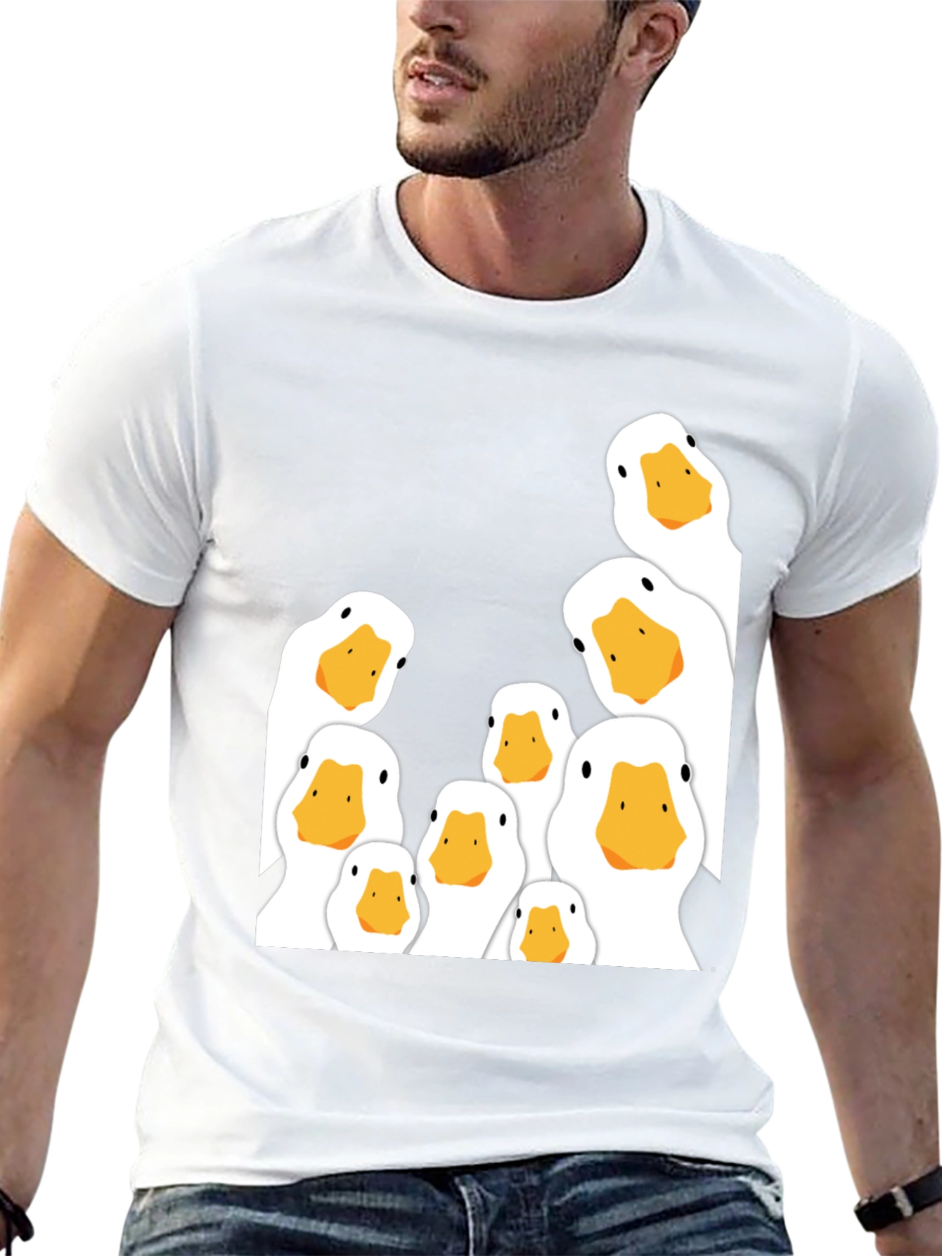 Peeking Ducks Graphic T-Shirt - Black Cotton Tee