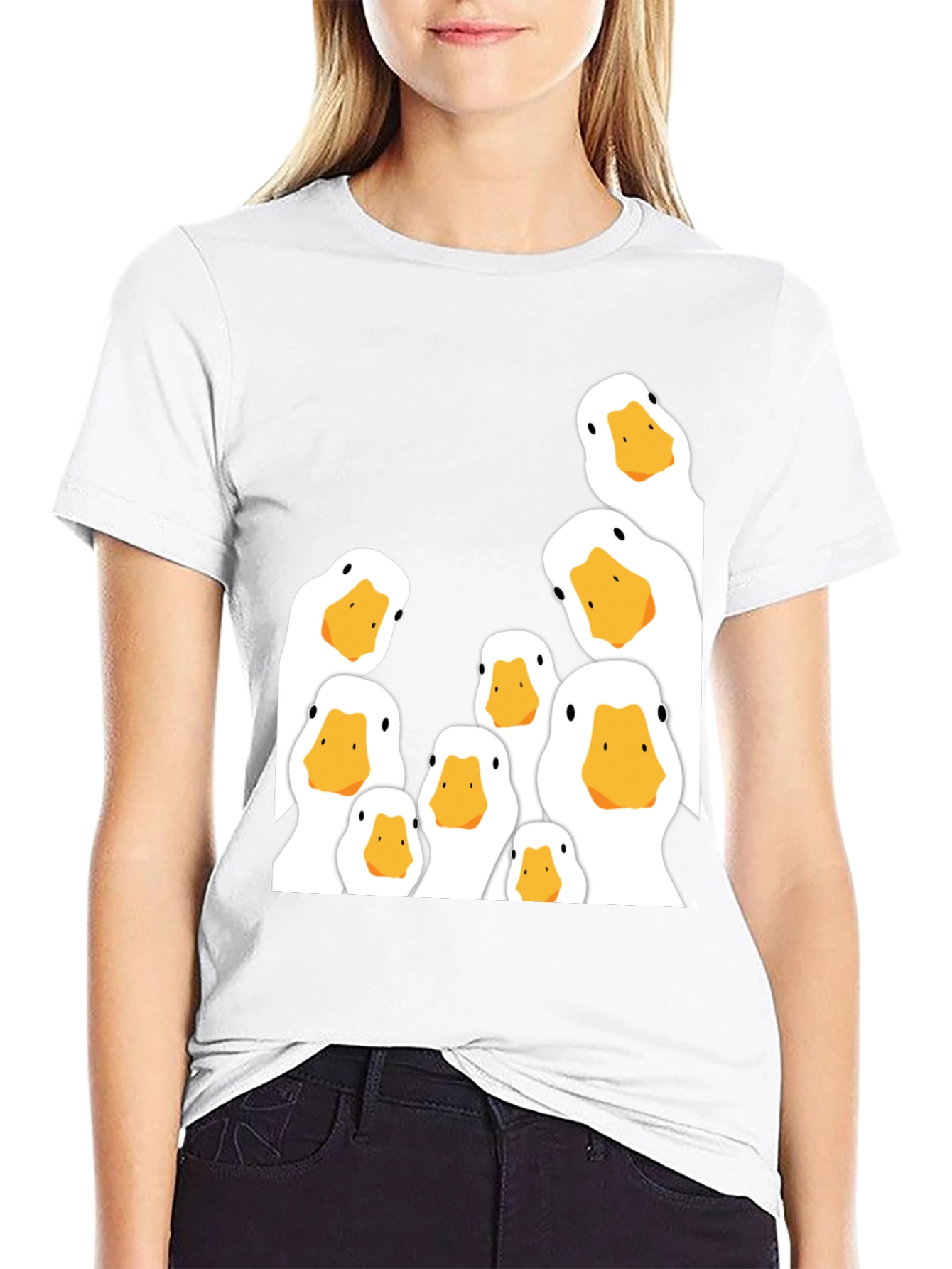Peeking Ducks Graphic T-Shirt - Black Cotton Tee