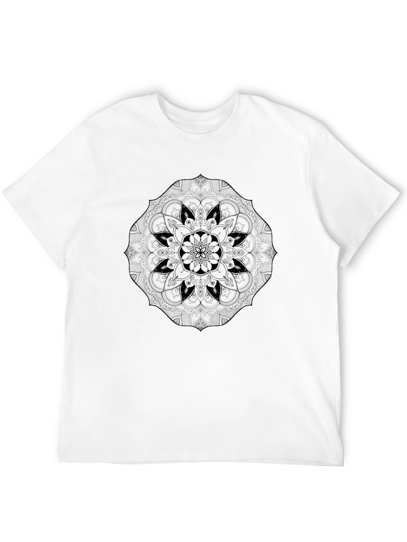 Mens Black Mandala Graphic T-Shirt